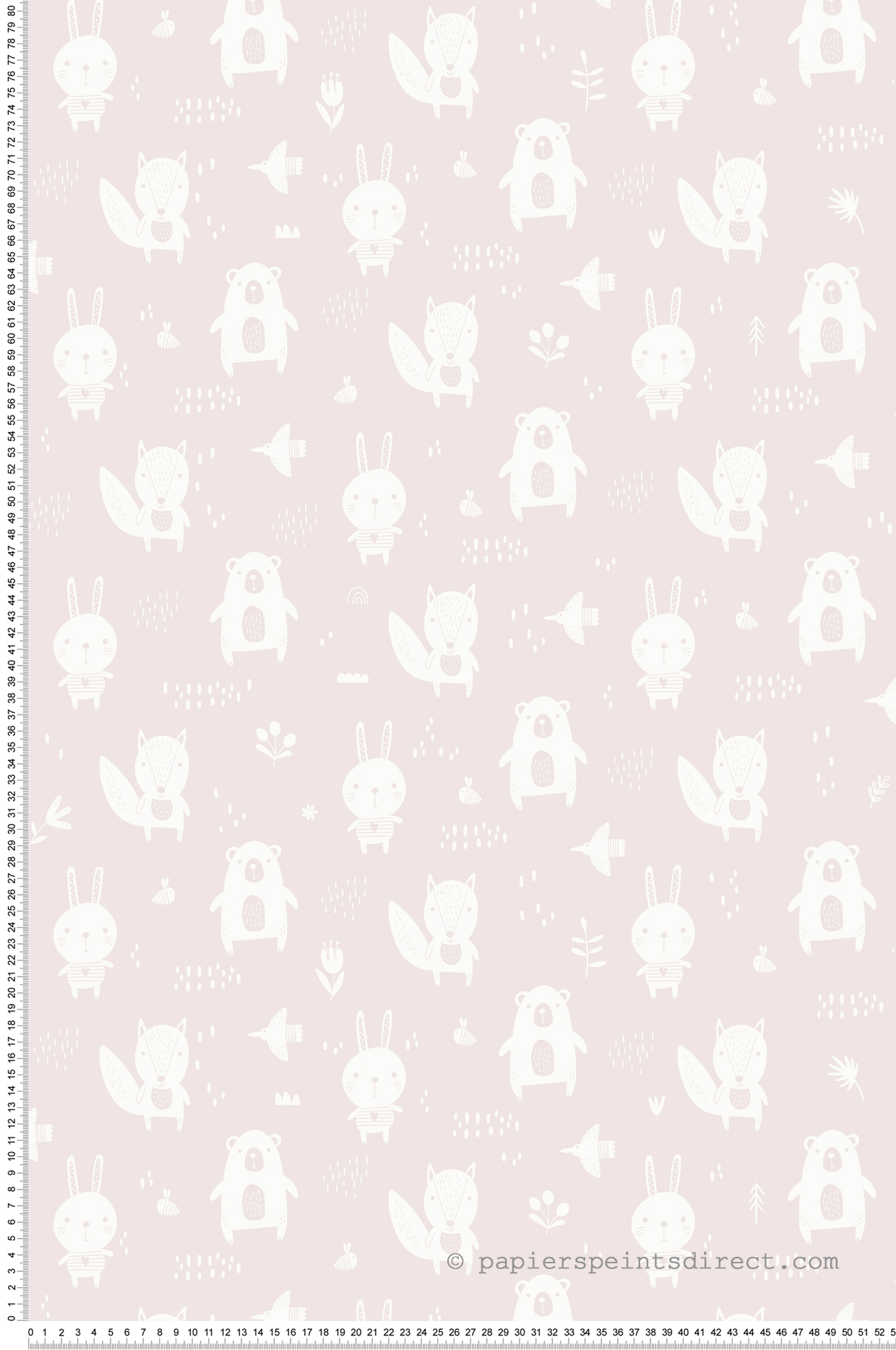 Papier peint Petits Animaux Enfantin rose - La belle histoire d'Ugépa | Réf. UGP-L91303