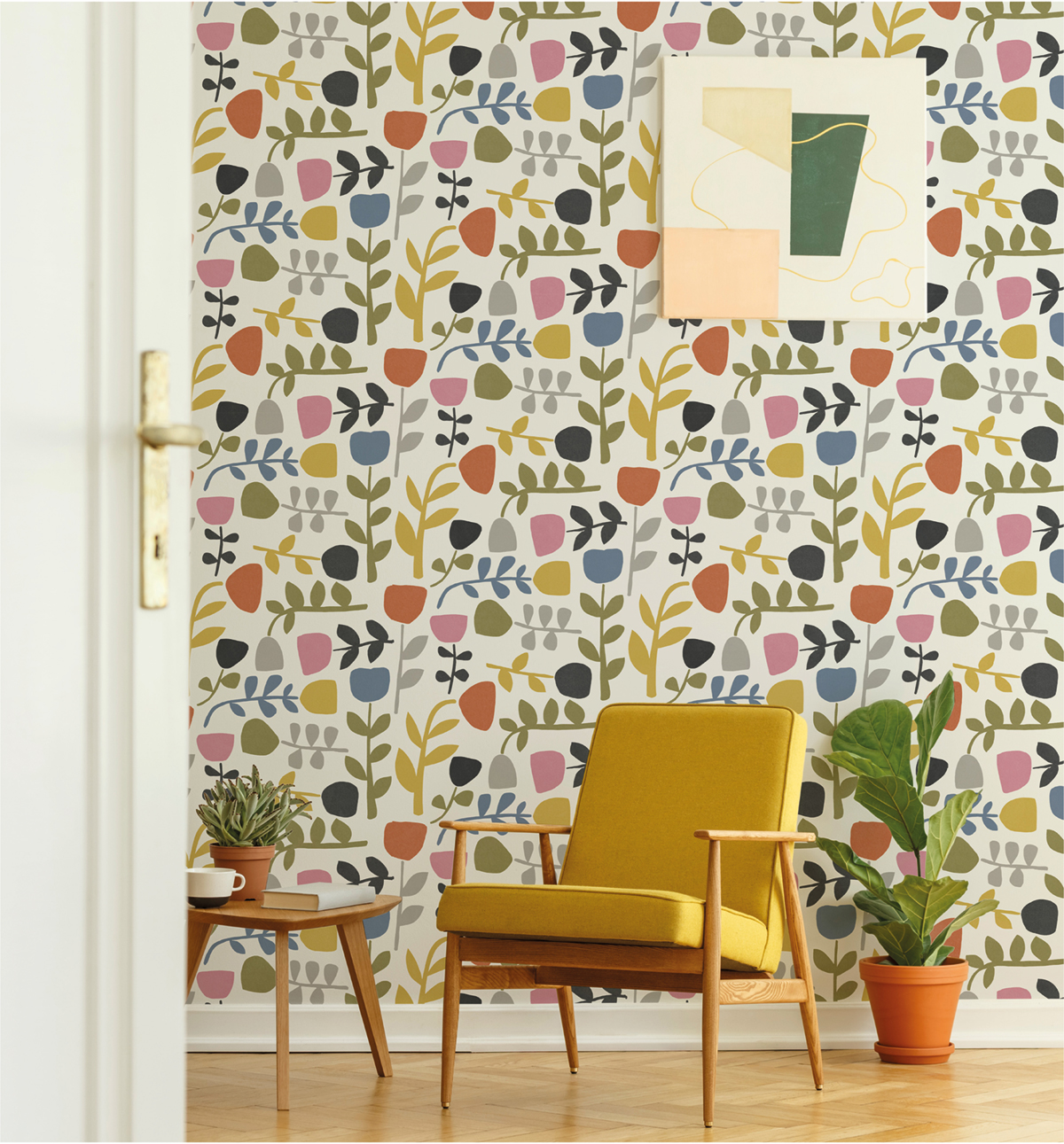 Papier peint Allover Floral Scandinave Juni multicouleurs - Delicatesse de Lutèce AMB2 | Réf. LTC-FD26538