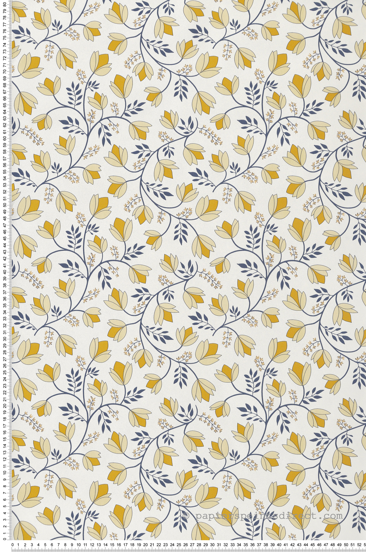 Papier peint Vintage Fleur Country jaune bleu - Les Essentiels de Lutèce | Réf. LTC-51213602