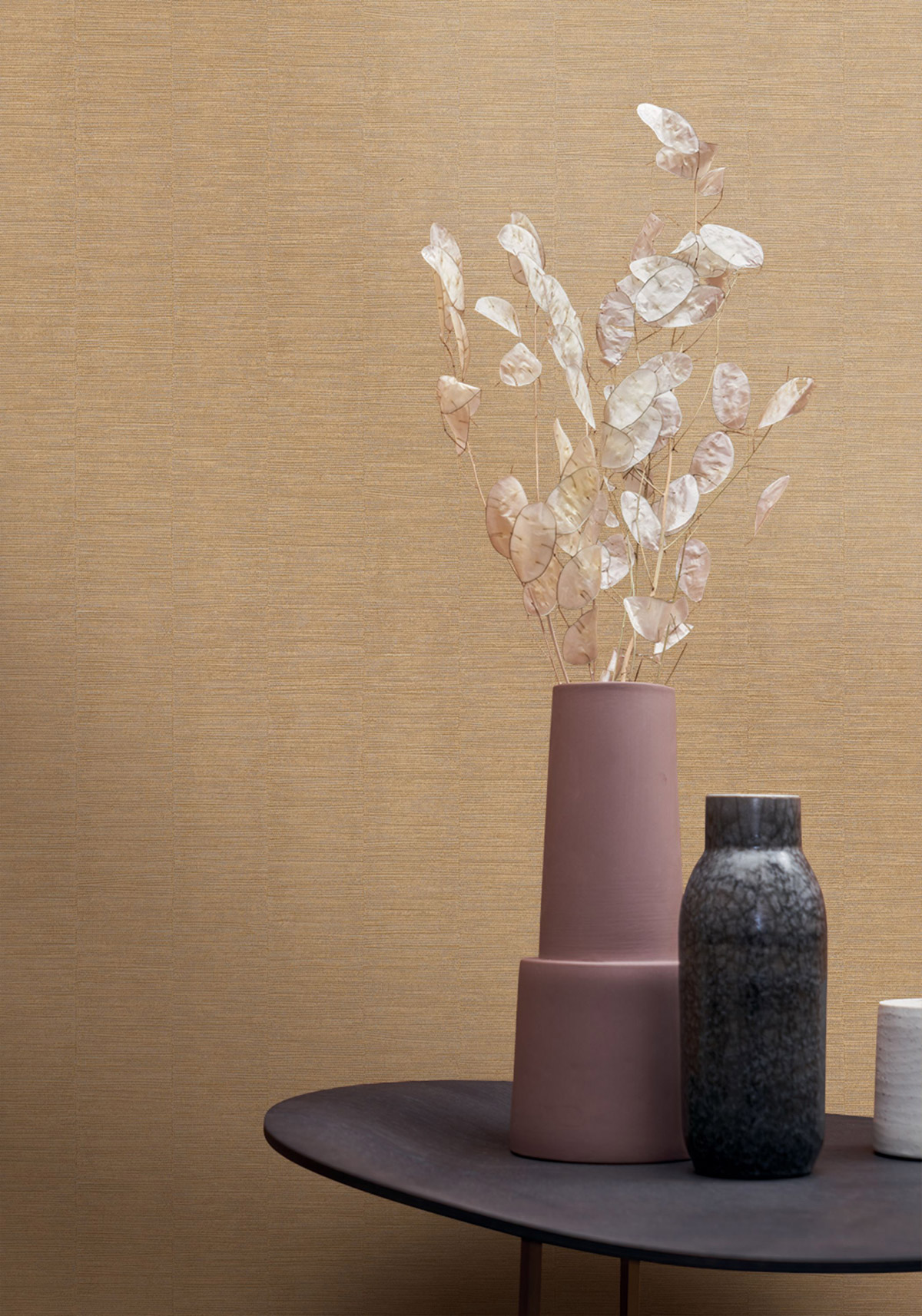 Papier peint Effet Tissu Platinum mastic doré - Cérame de Casamance AMB2| Réf. CAS-B75073058