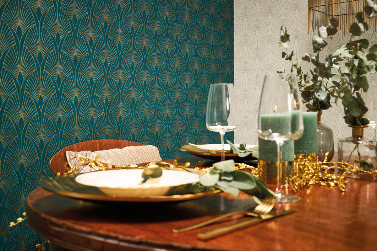 Papier peint Art Déco Palme blanc cassé - New Walls d'AS Création AMB | Réf. SP15300