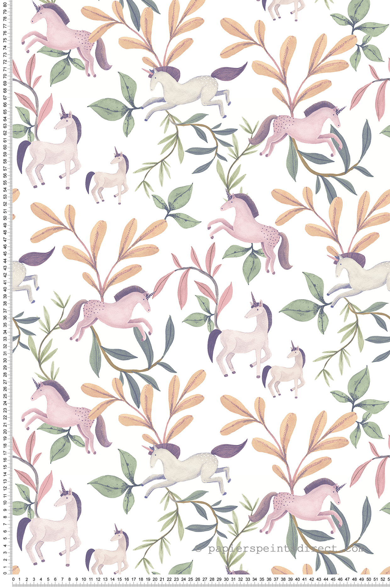 Papier peint Licorne Feuillage vert rose - Sweet Dreams d'Ugépa | Réf. UGP-M96210