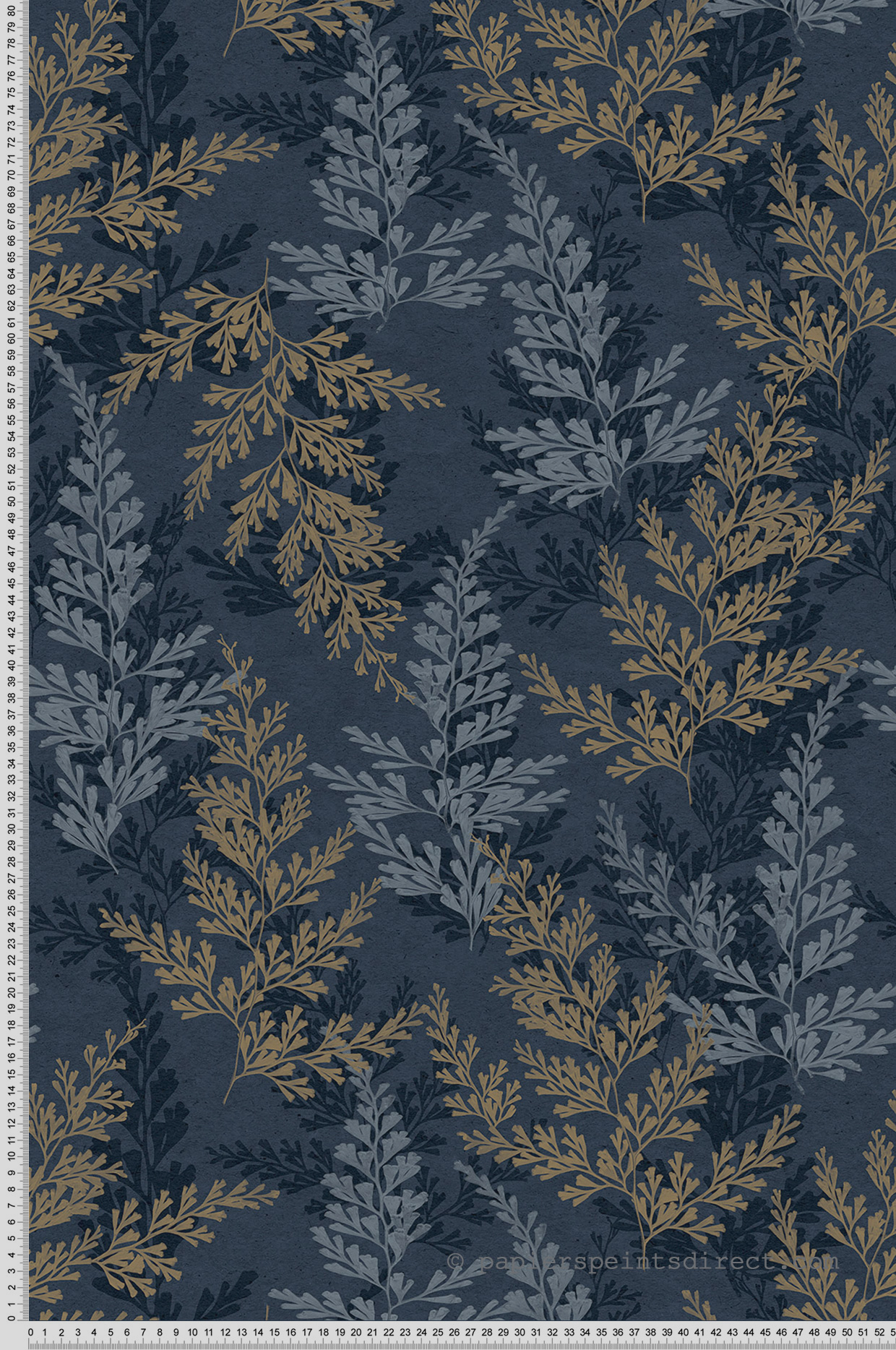 Papier peint Fougère Cyprès bleu ocre - Herbier de Montecolino | Réf. MC-HE27283