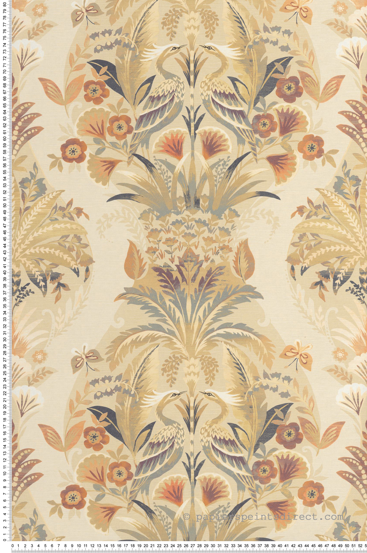 Papier peint Baroque Oiseau Whisper beige crème - Heritage de Casadéco | Réf. HETA201221900