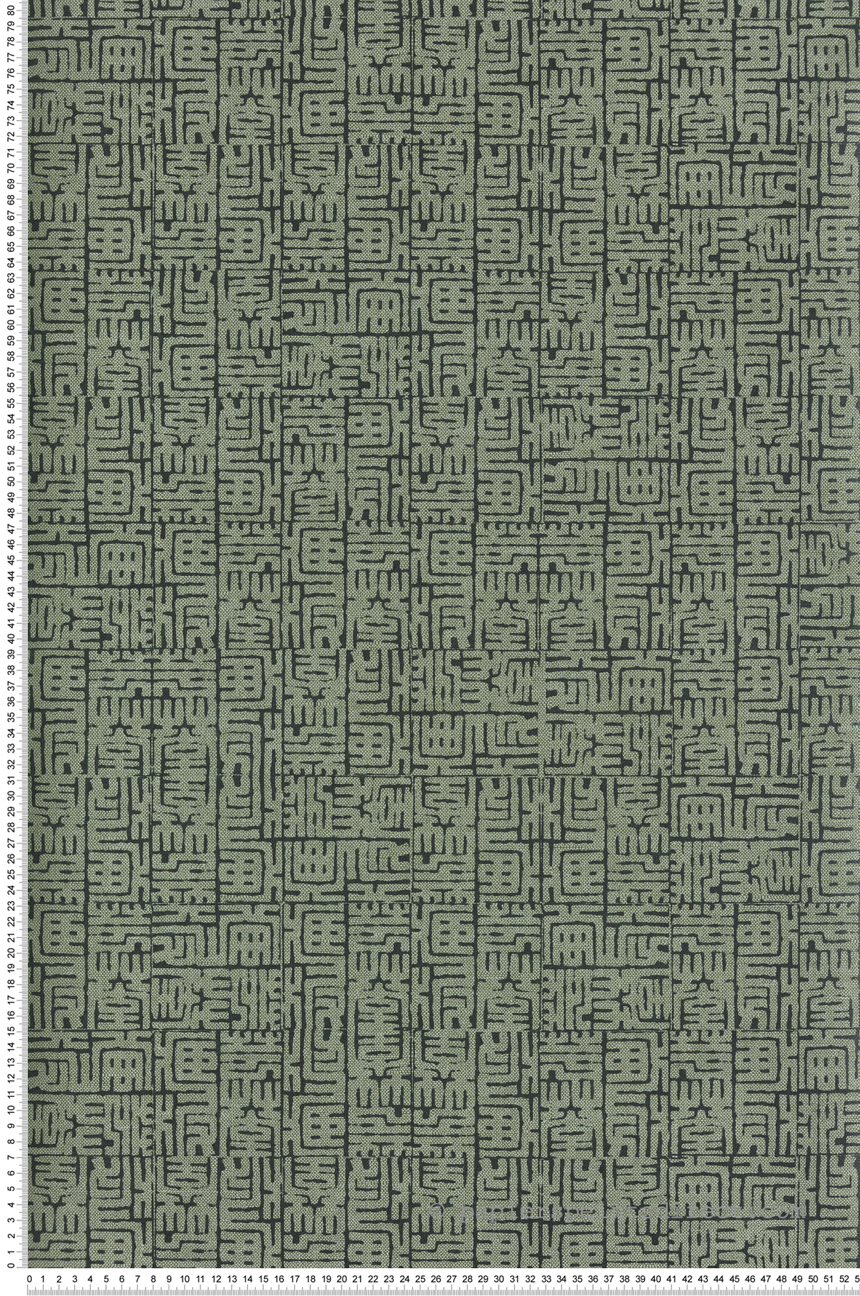 Papier peint Ethnique Graphique Hoshi vert sapin métallisé - Kimono de Masureel | Réf. MAS-KIM605