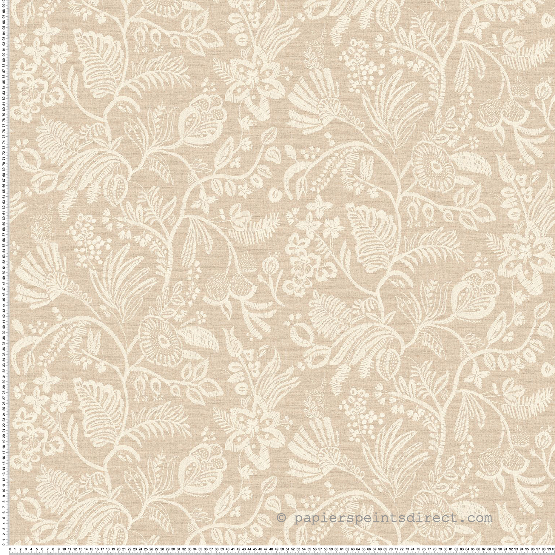 Papier peint Brodé Floral Pastel sable - Broderies de Casamance | Réf. CAS-76960202