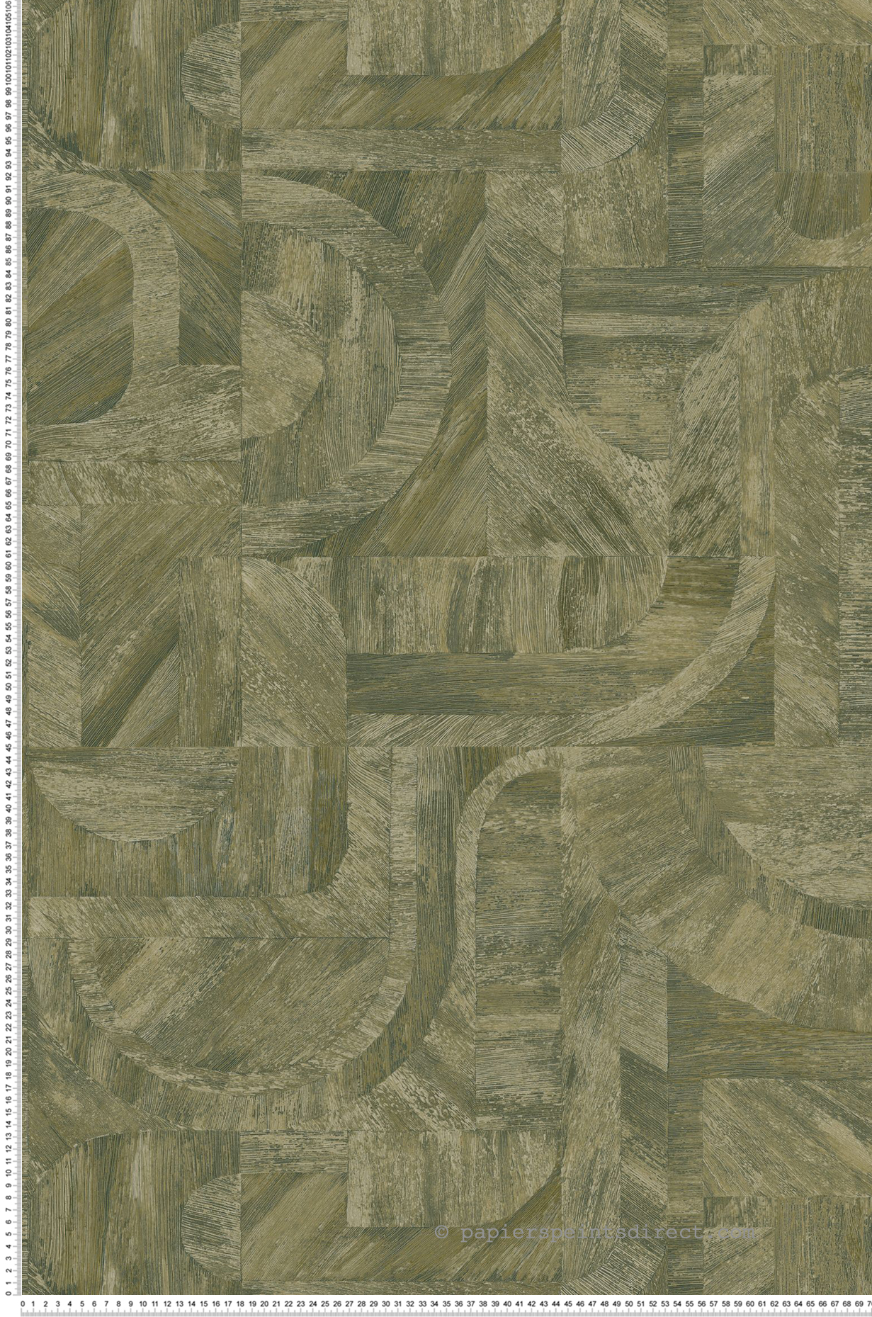 Papier peint Patchwork Ethnique Intarsia kaki - Nature sur Mesure de Casamance | Réf. CAS-76870610