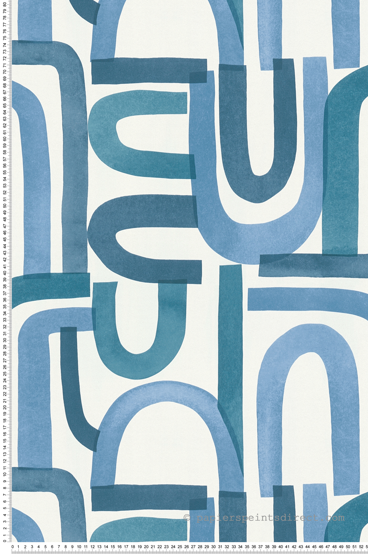 Papier peint Graphique Arc Vertigo bleu - Abaca de Lutèce | Réf. LTC-51232201