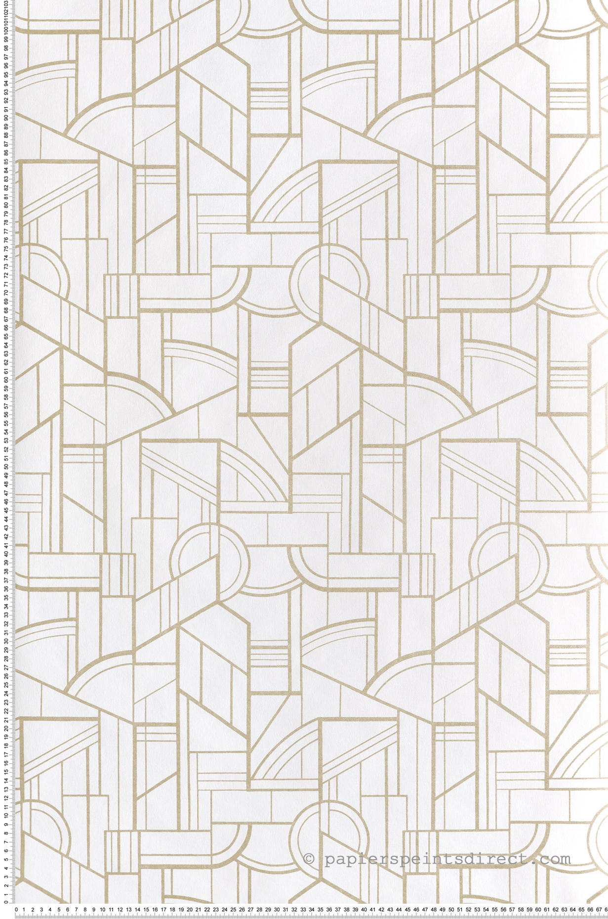 Papier peint Forme Cinétique blanc doré - Faubourg des Lumières de Casamance | Réf. CAS-76292446