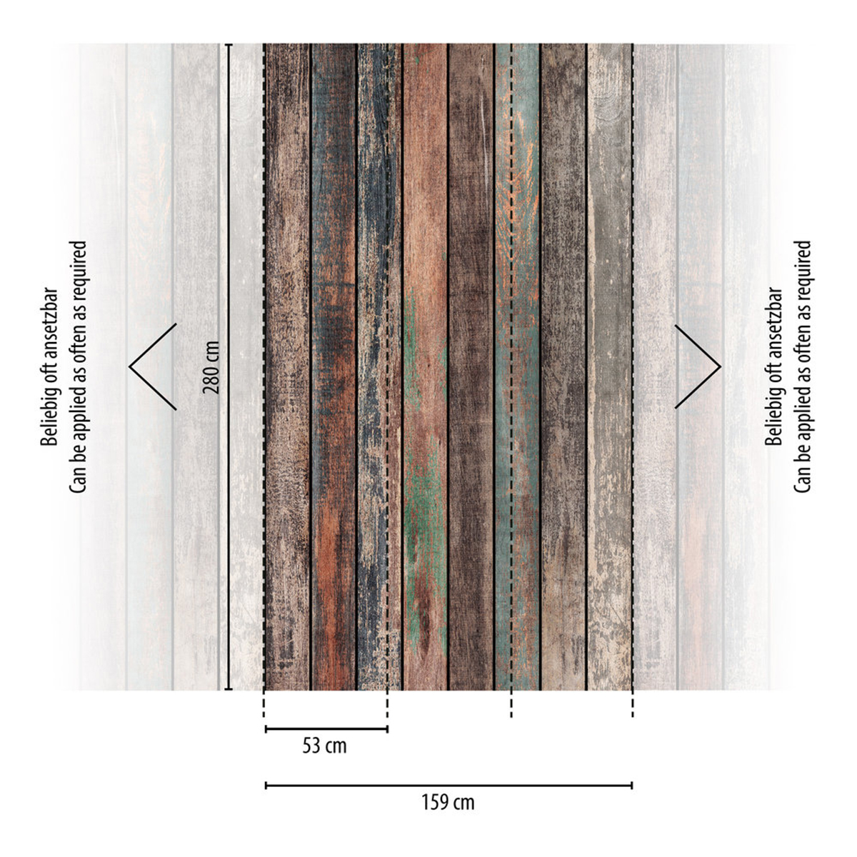 Papier peint panoramique Lattes Bois Poncé gris marron - The Wall 3 d'A.S. Création AMB3 | Réf. AS-398321