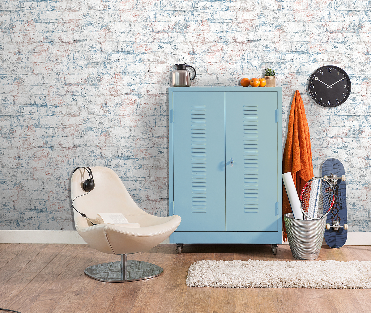 Papier peint Effet Brique bleu, blanc, rouge - Loft d'Ugépa | Réf. UGP-M52901