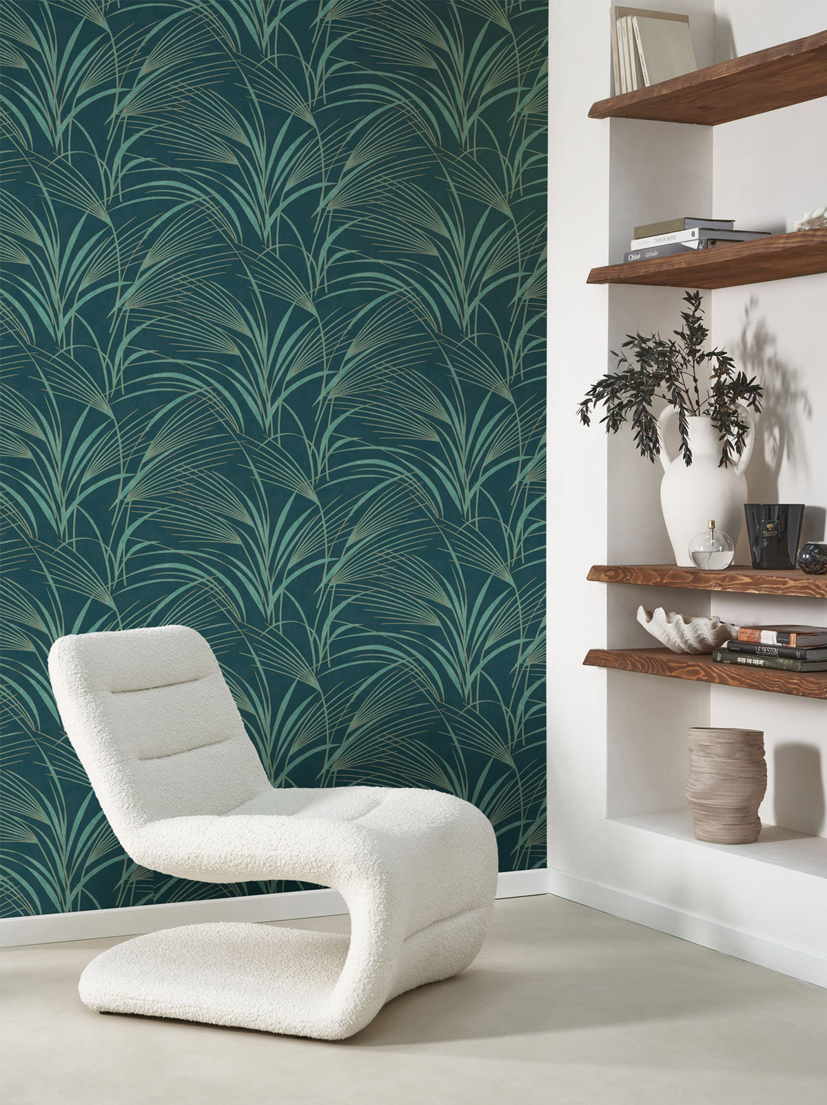 Papier peint Herbe Samarra bleu paon - Babylone de Casadéco | Réf. BBLN89726788