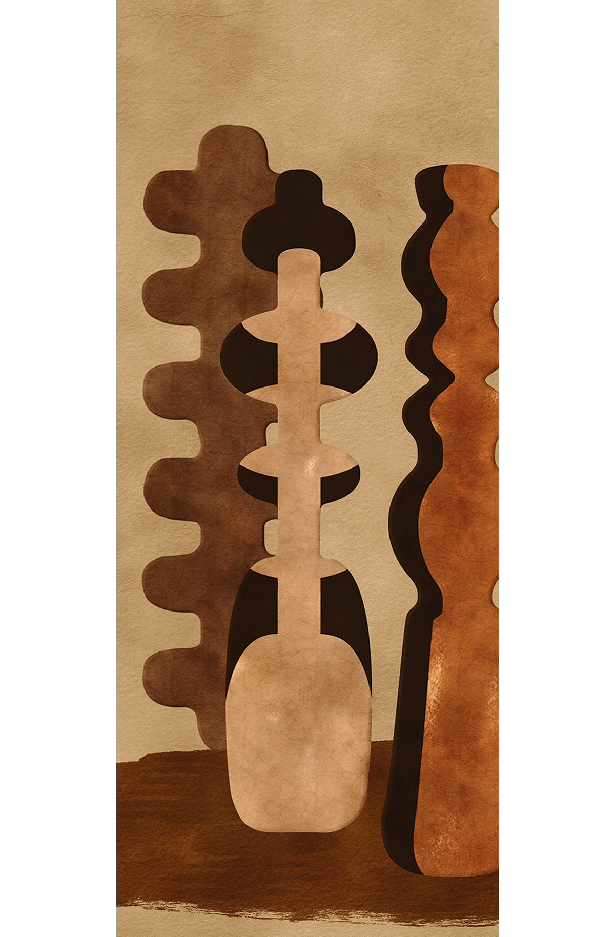 Papier peint panoramique Poterie Design terracotta beige - A H260 - Terra de Masureel | Réf. MAS-DGPOT1011-260