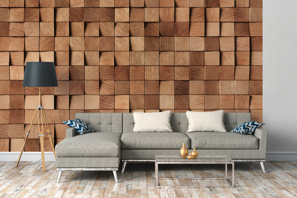 Papier peint panoramique Cubes de Bois - Wall Love d'A.S. Création | Réf. DD129582