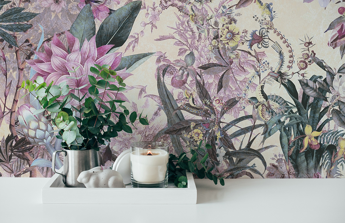 Papier peint Fleur Vintage crème et violet - Dream Flowery de Architects Paper | AMB Réf. 38177-4