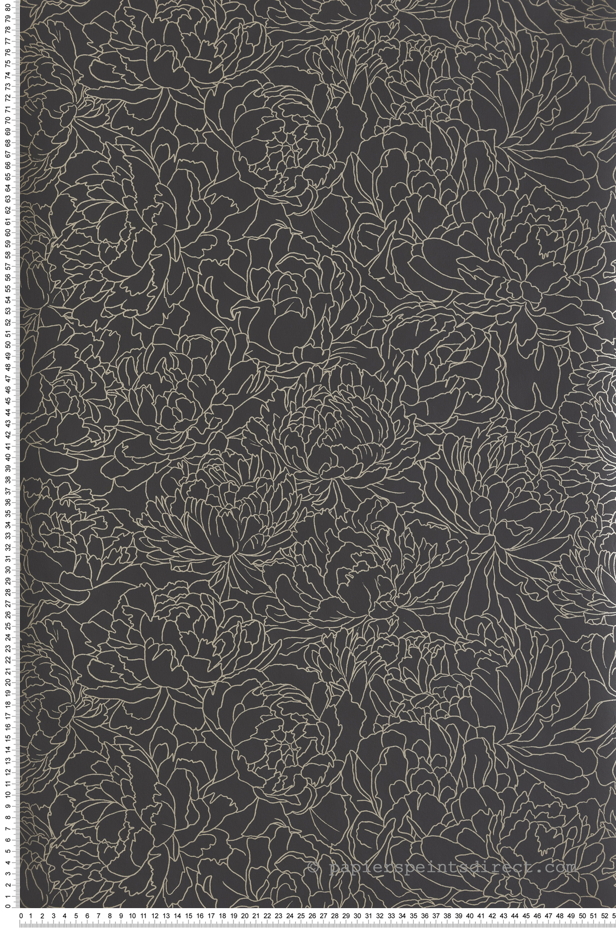 Papier peint Fleurs Graphique Glow noir doré - Light de Casélio | Réf. LIG106619021