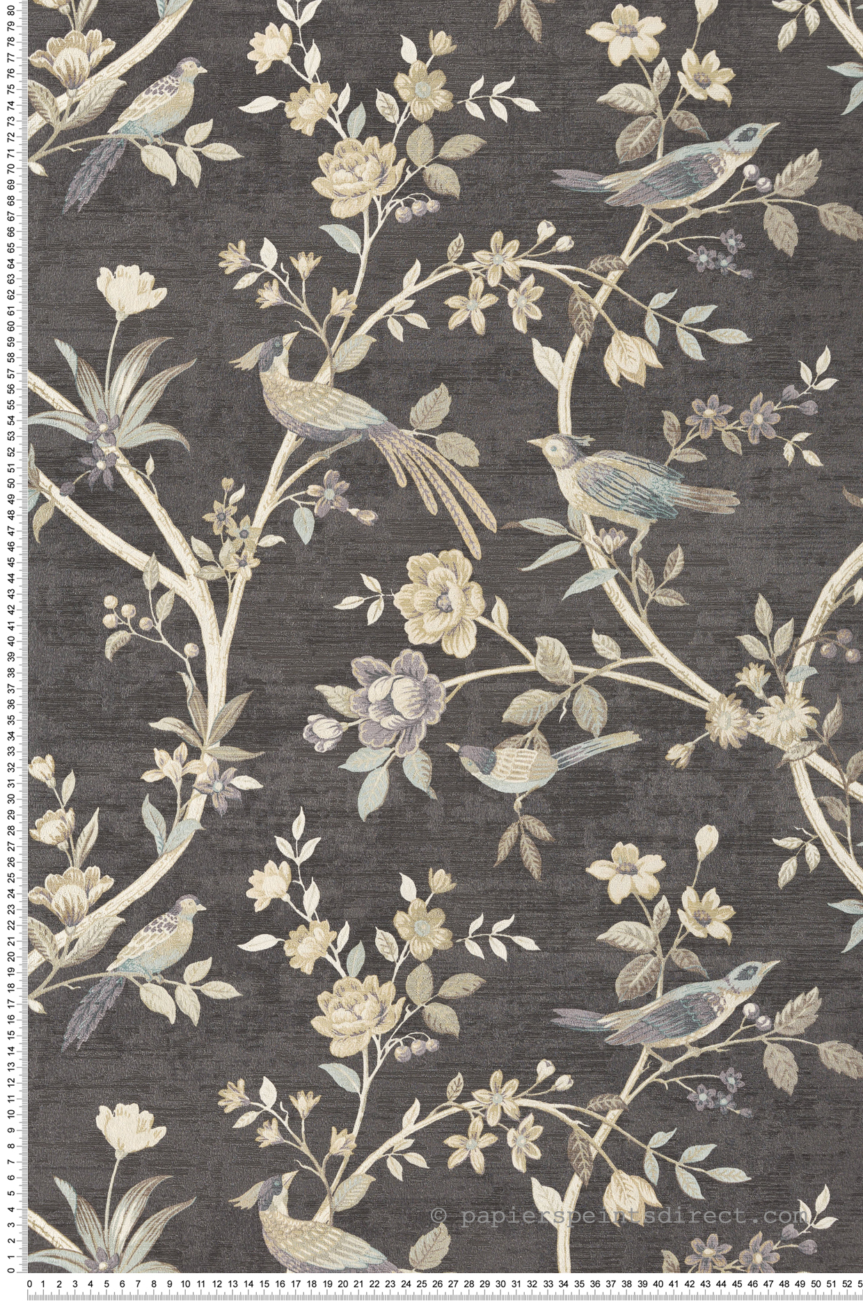 Papier peint Oiseau Vintage gris foncé - Scala de Montecolino | Réf. MC-28847