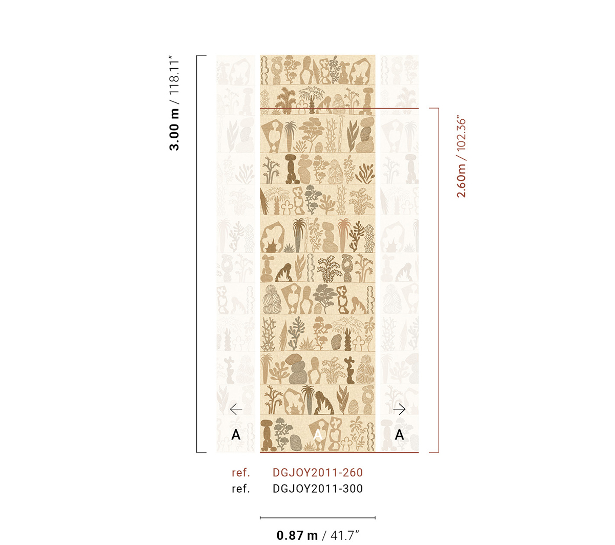 Papier peint panoramique Ethnique Gaudia ivoire - A H260 - Joy de Masureel AMB3 | Réf. MAS-DGJOY2011-260