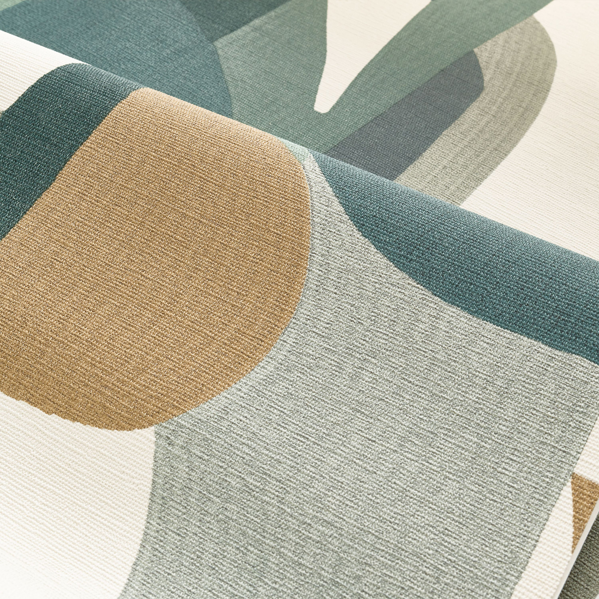 Papier peint Géométrique Abstrait blanc et vert - L'Atelier de Casamance | Réf. CAS-75460406