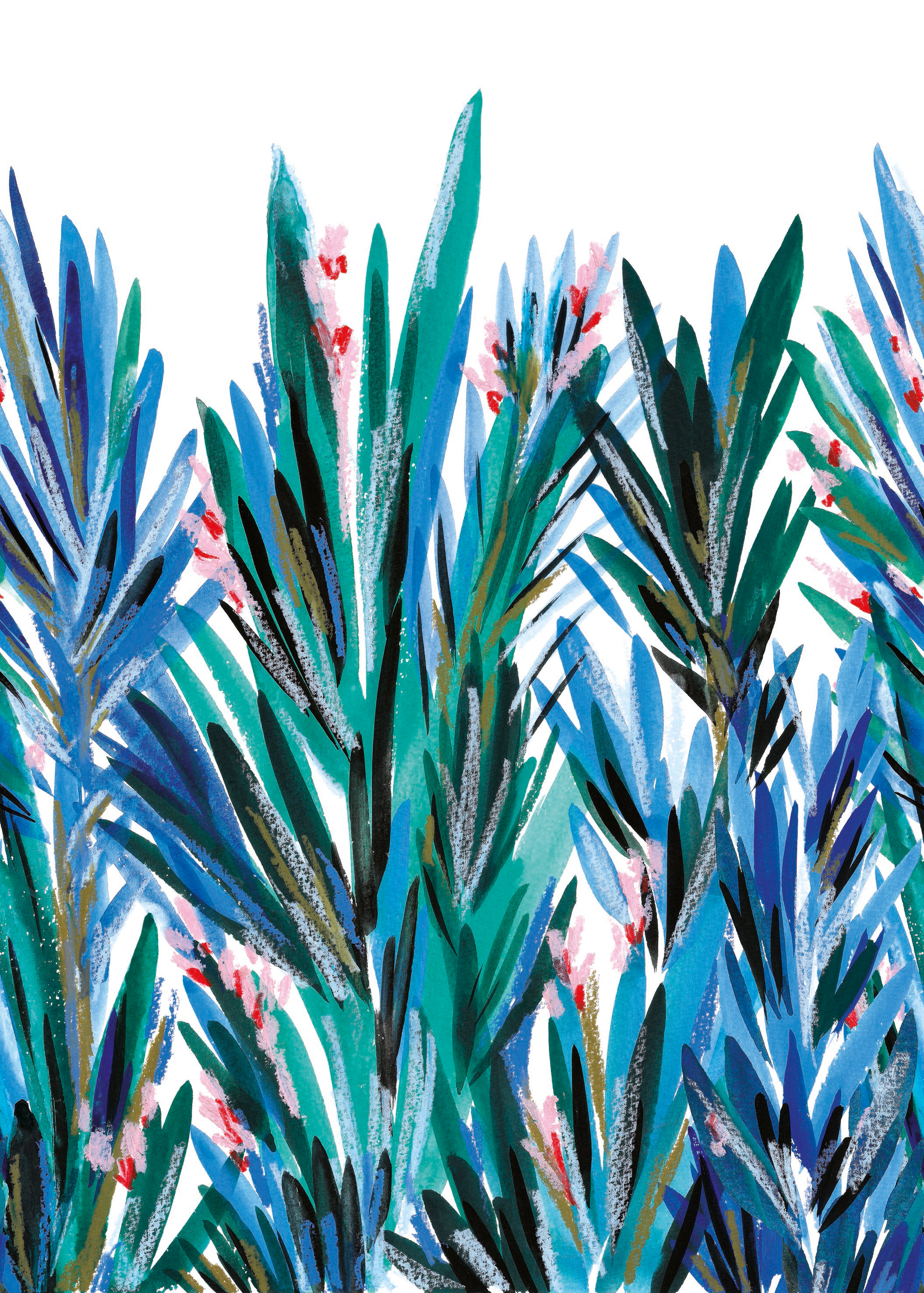 Papier peint Panoramique Fleuri Eden bleu - Jardins Suspendus de Casadéco | Réf. JDSP85266411