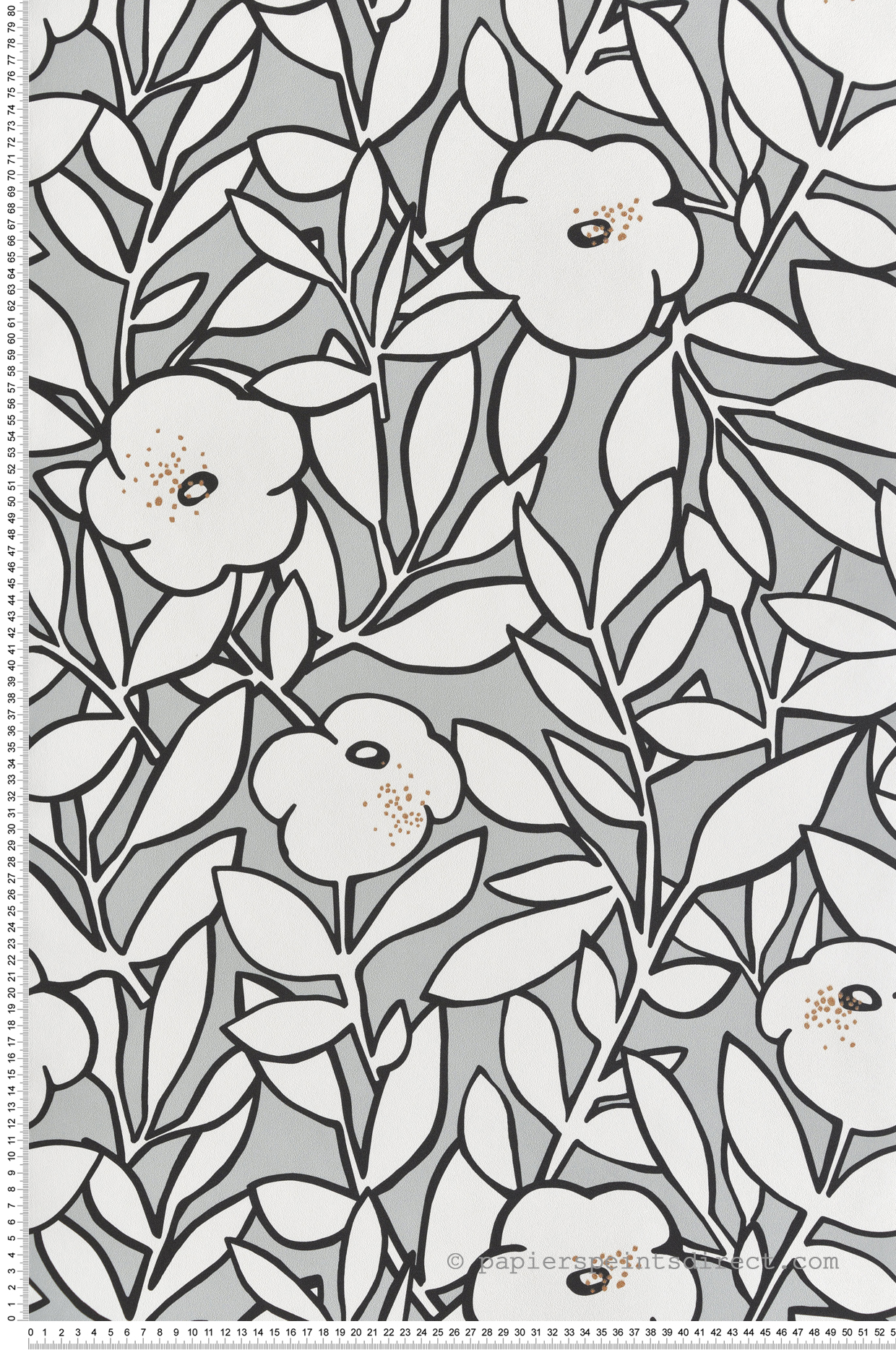 Papier peint Fleur 70s Scintille gris bleuté - Dolce Vita de Lutèce | Réf. LTC-11230209