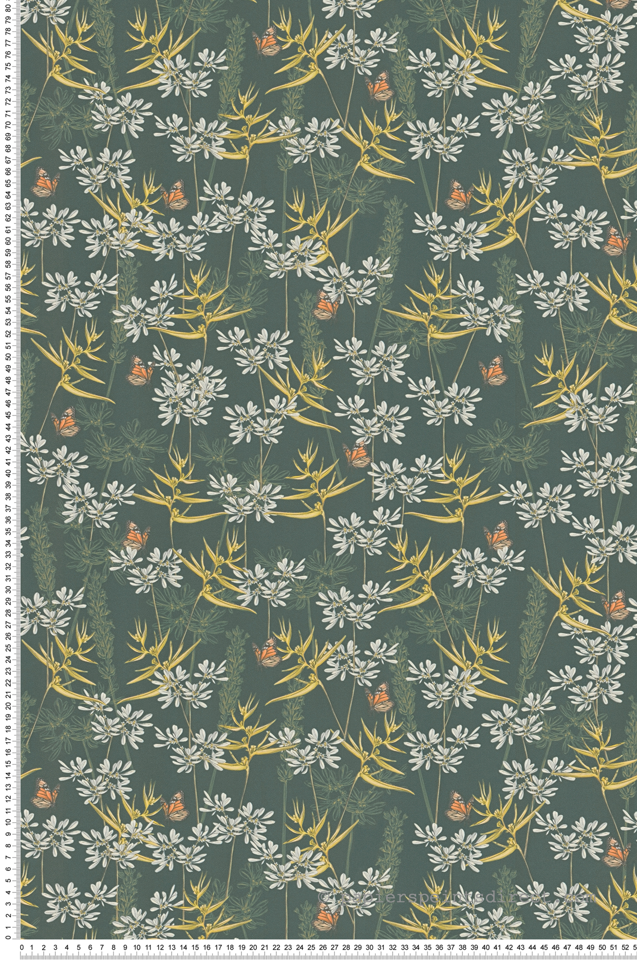 Papier peint Papillon Fleur Printemps vert - Drawn Into Nature d'A.S. Création | Réf. AS-394232