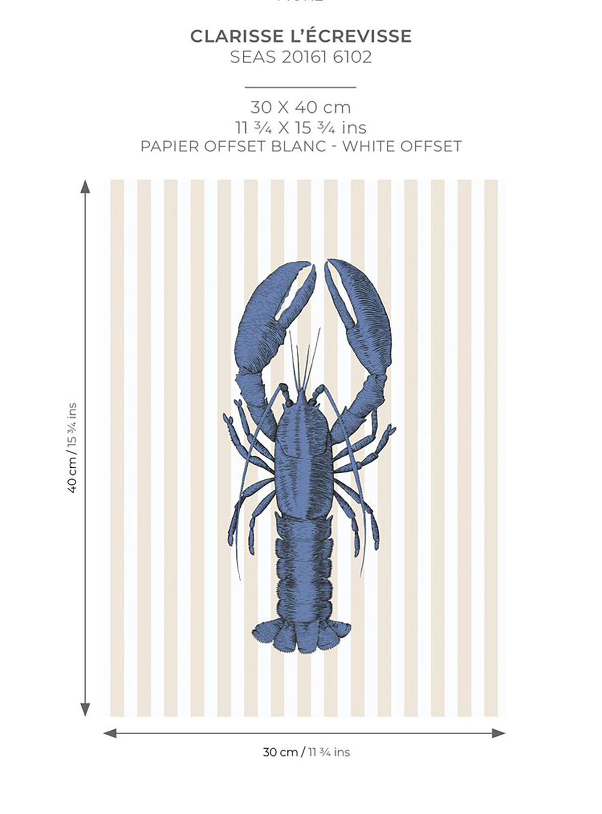 Affiche Clarisse Écrevisse 30x40 bleu - Seaside de Casadéco AMB7 | Réf. SEAS201616102