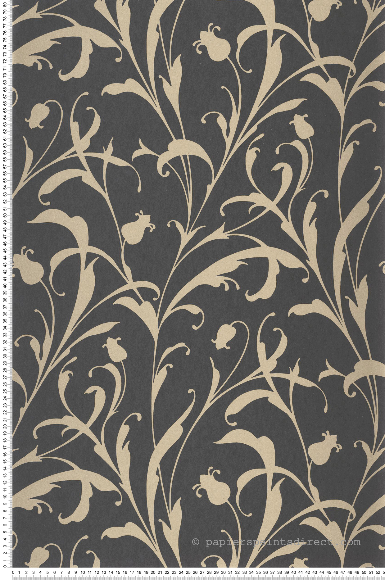 Papier peint Feuillages Arabesques Opaline noir doré - Elixir de Casadéco | Réf. EXIR202009277