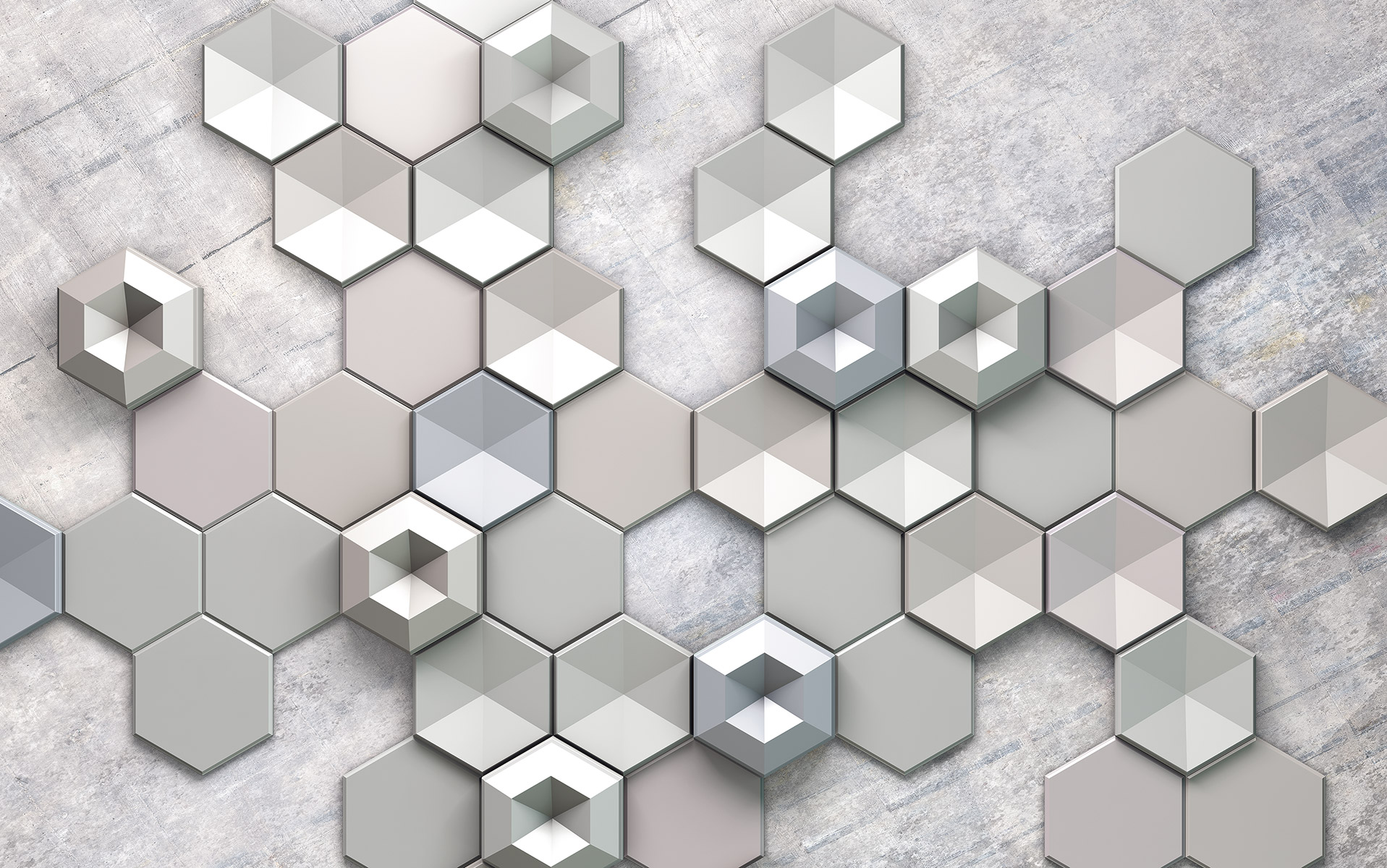 Panoramique Hexagon Concrete - Papier peint Komar