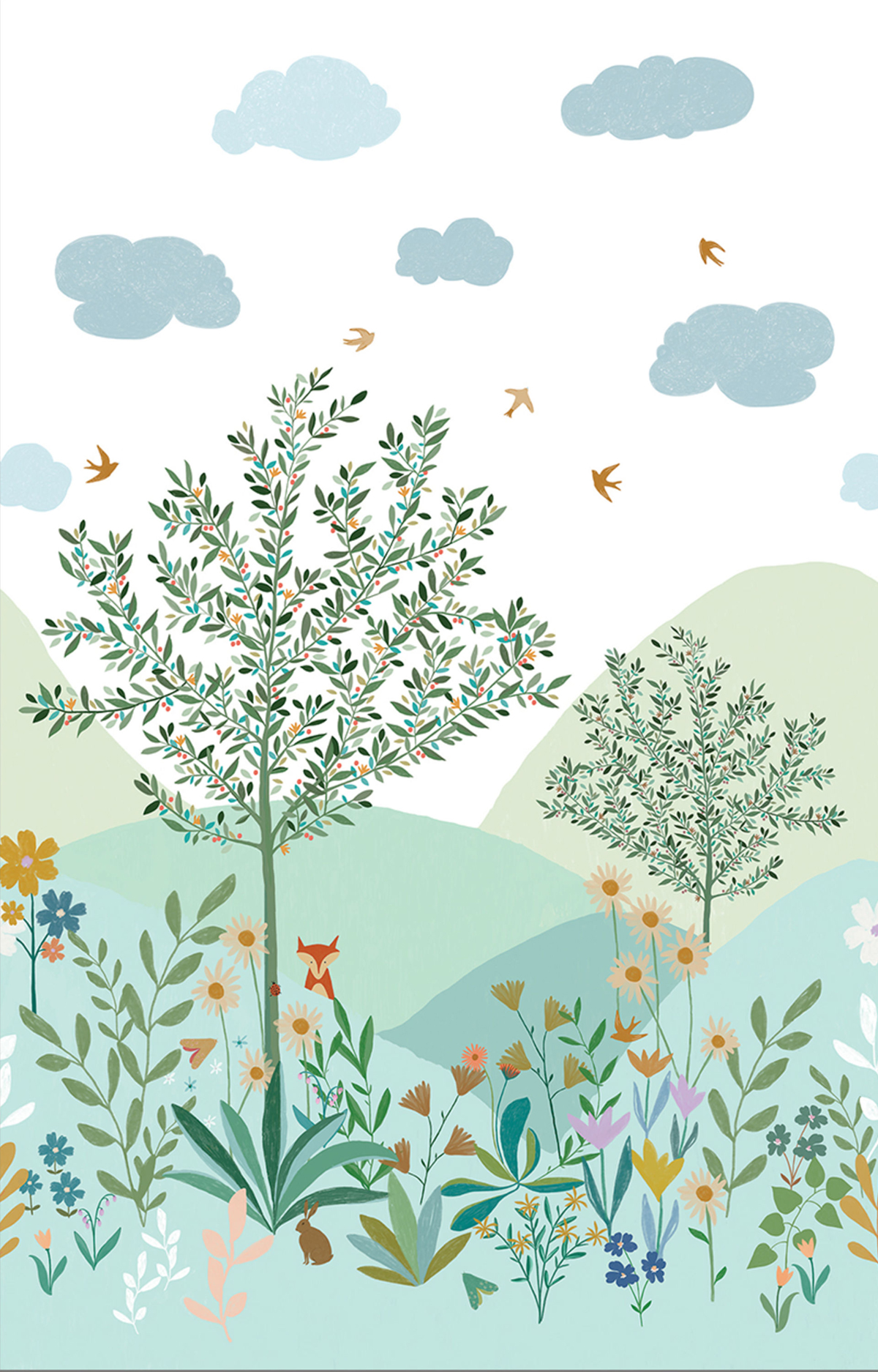 Papier peint panoramique Nature Enfant Heidi vert multicolore L - Let's Go Girls! de Casélio | Réf. LGG104460743