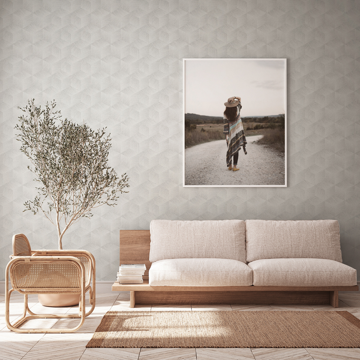 Papier peint Cubes 3D gris perle - Natural Living d'A.S. Création | Réf. AS-385062