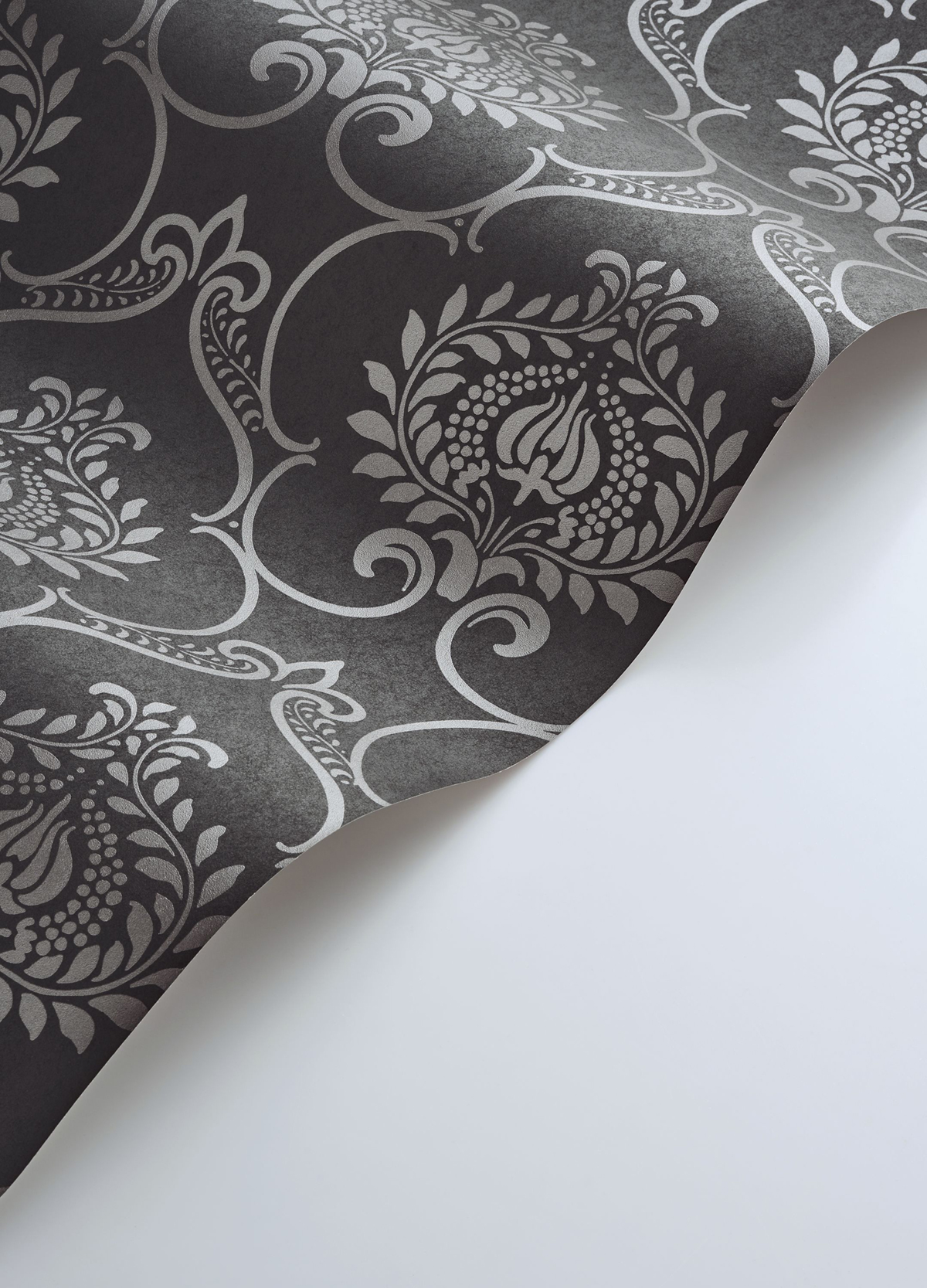 Papier peint Ornements Floraux Panache noir fusain - Elixir de Casadéco | Réf. EXIR202019907