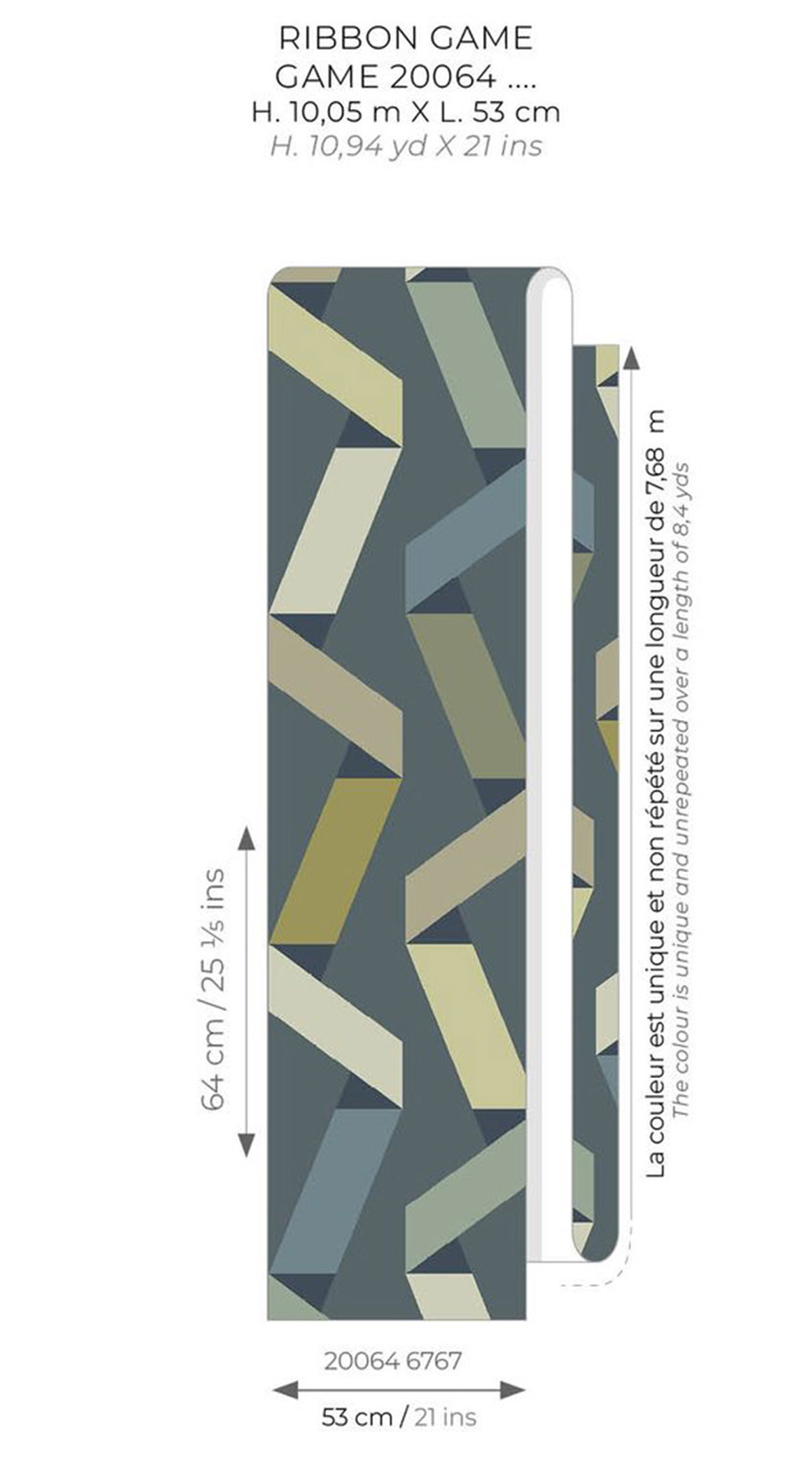 Papier peint Ligne Ribbon vert bleu - Color Game de Casadéco AMB2| Réf. GAME200646767