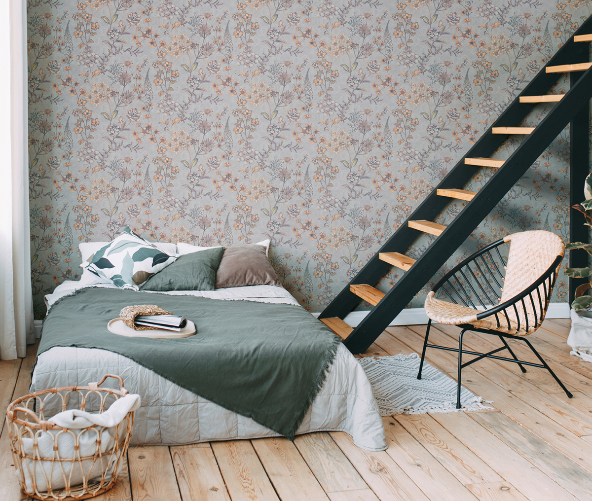 Papier peint Fleuri Blooming gris - Metropolitan Stories 3 d'A.S. Création | Réf. AS-391171