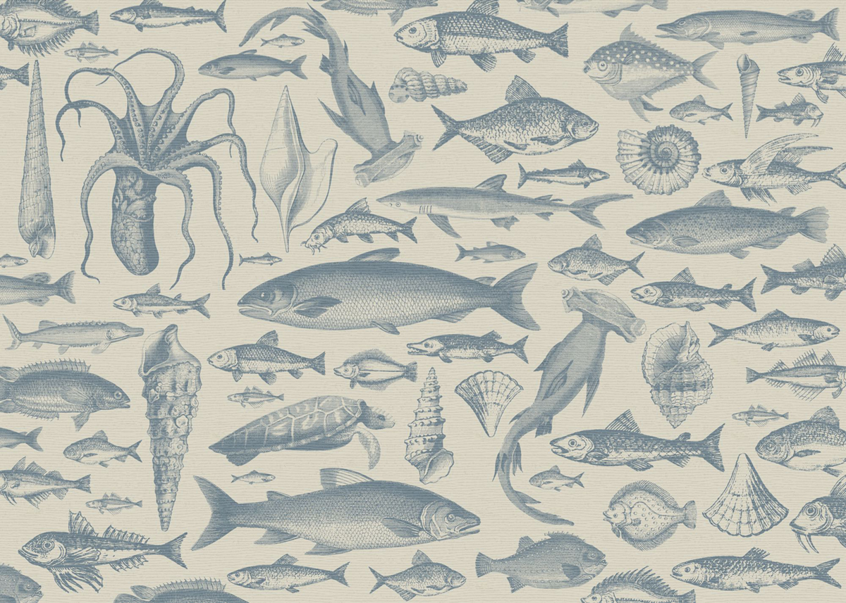 Papier peint panoramique Faune Marine Poisson bleu - Seasons de Komar