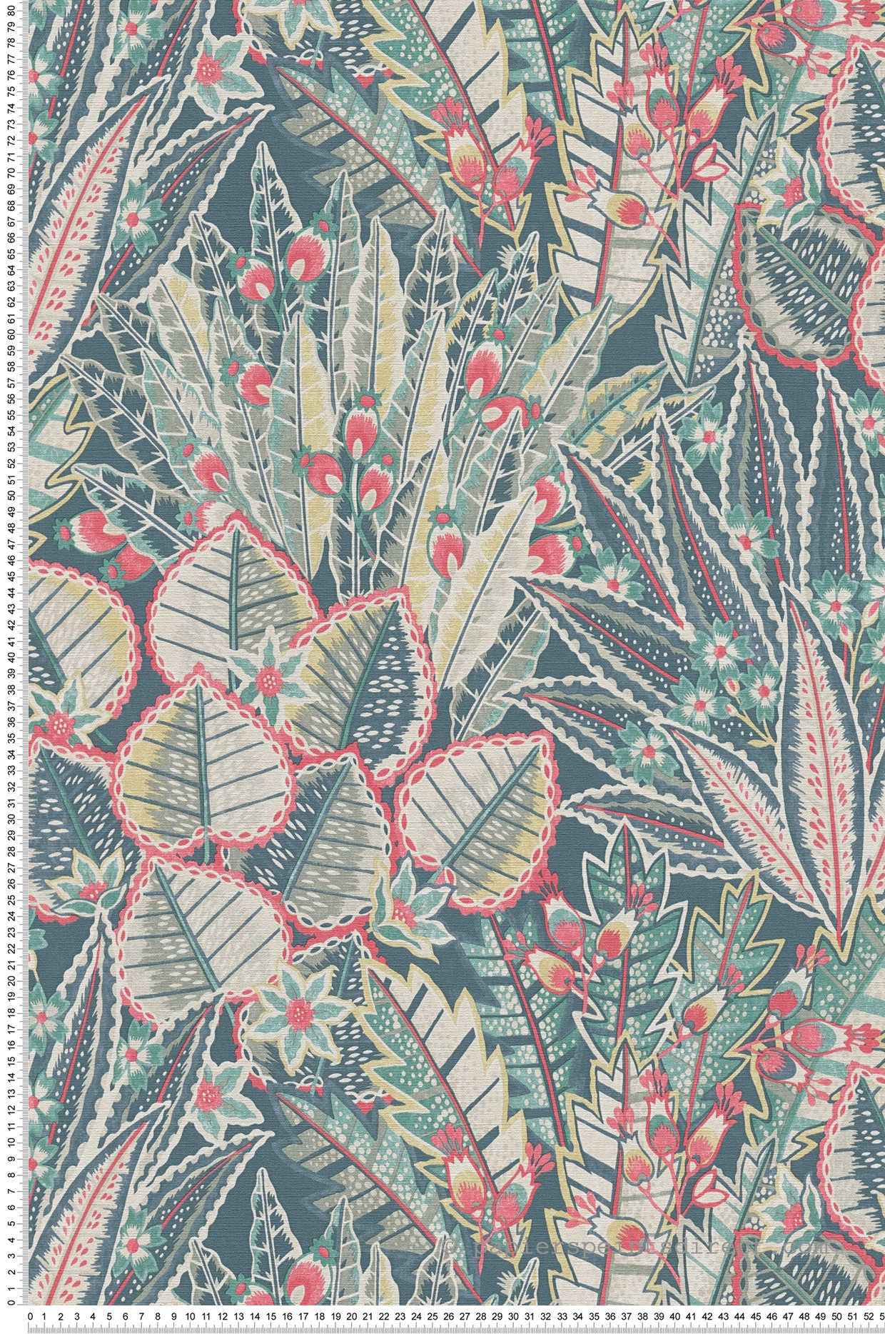 Papier peint Fleurs Feuilles Dessin marine rouge - Stories of Life d'A.S. Création | Réf. AS-396532