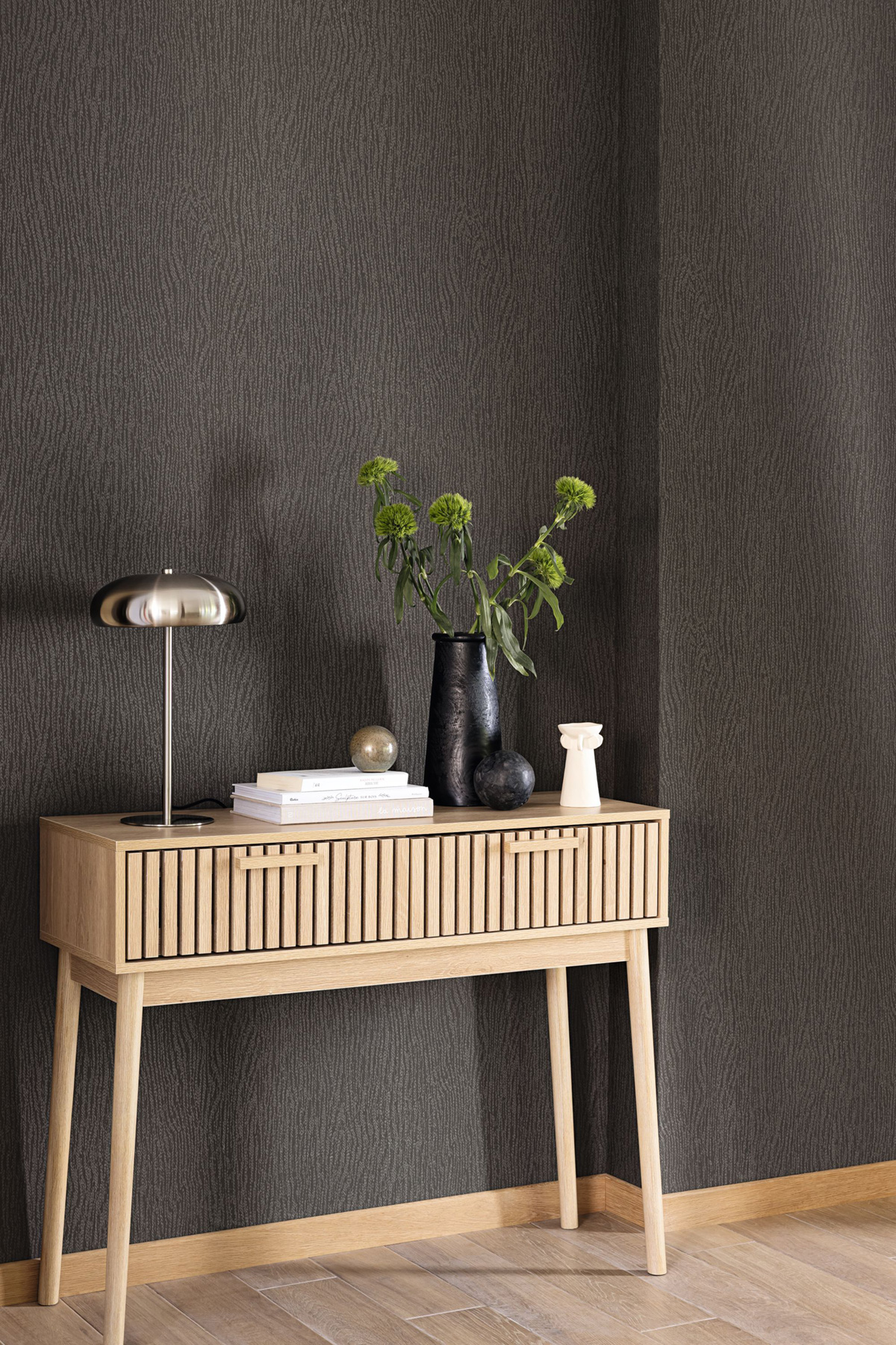 Papier peint Écorce Incrusta anthracite - Woodline de Casélio | Réf. WOD106819099