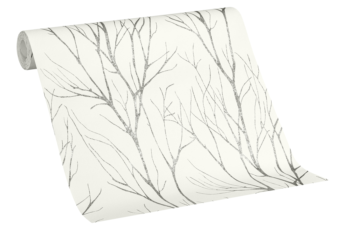 Papier peint Branche Silhouette noir argenté - Attractive 2 d'A.S. Création AMB4 | Réf. AS-372604