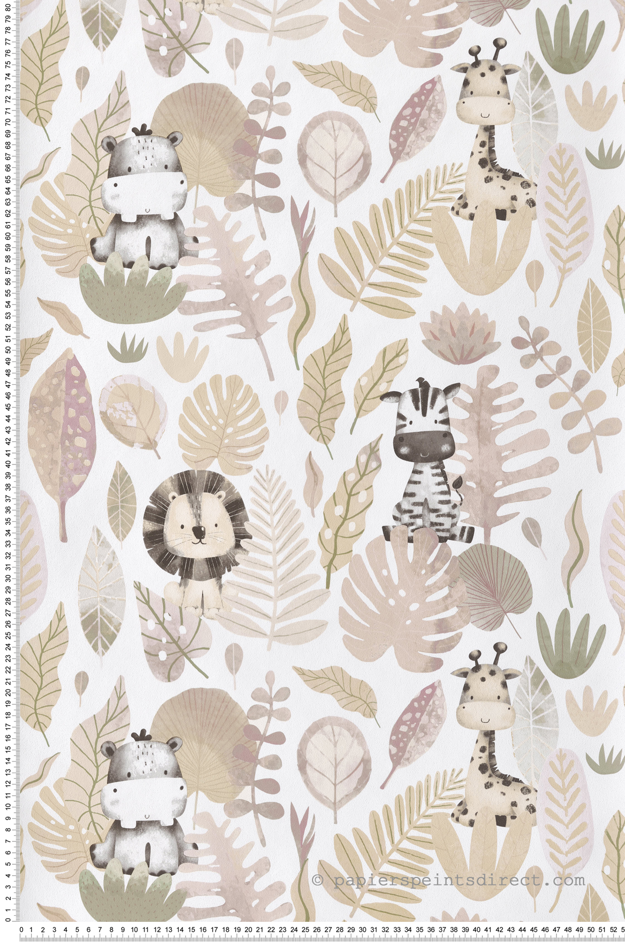 Papier peint Animaux De La Savane rose beige - Babyland 2 de Lutèce | Réf. LTC-14838