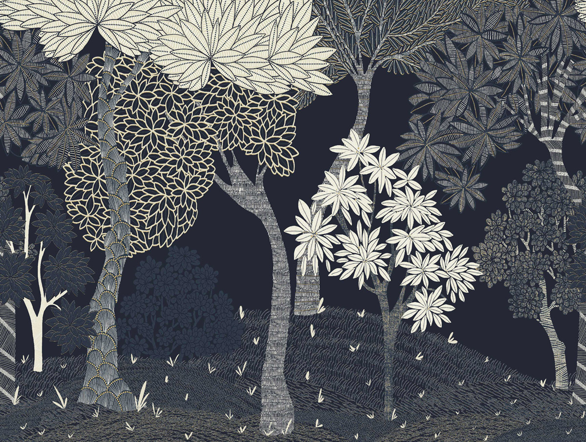 Papier peint Panoramique Forêt Enchantée bleu nuit - Dolce Vita de Lutèce | Réf. LTC-56230201