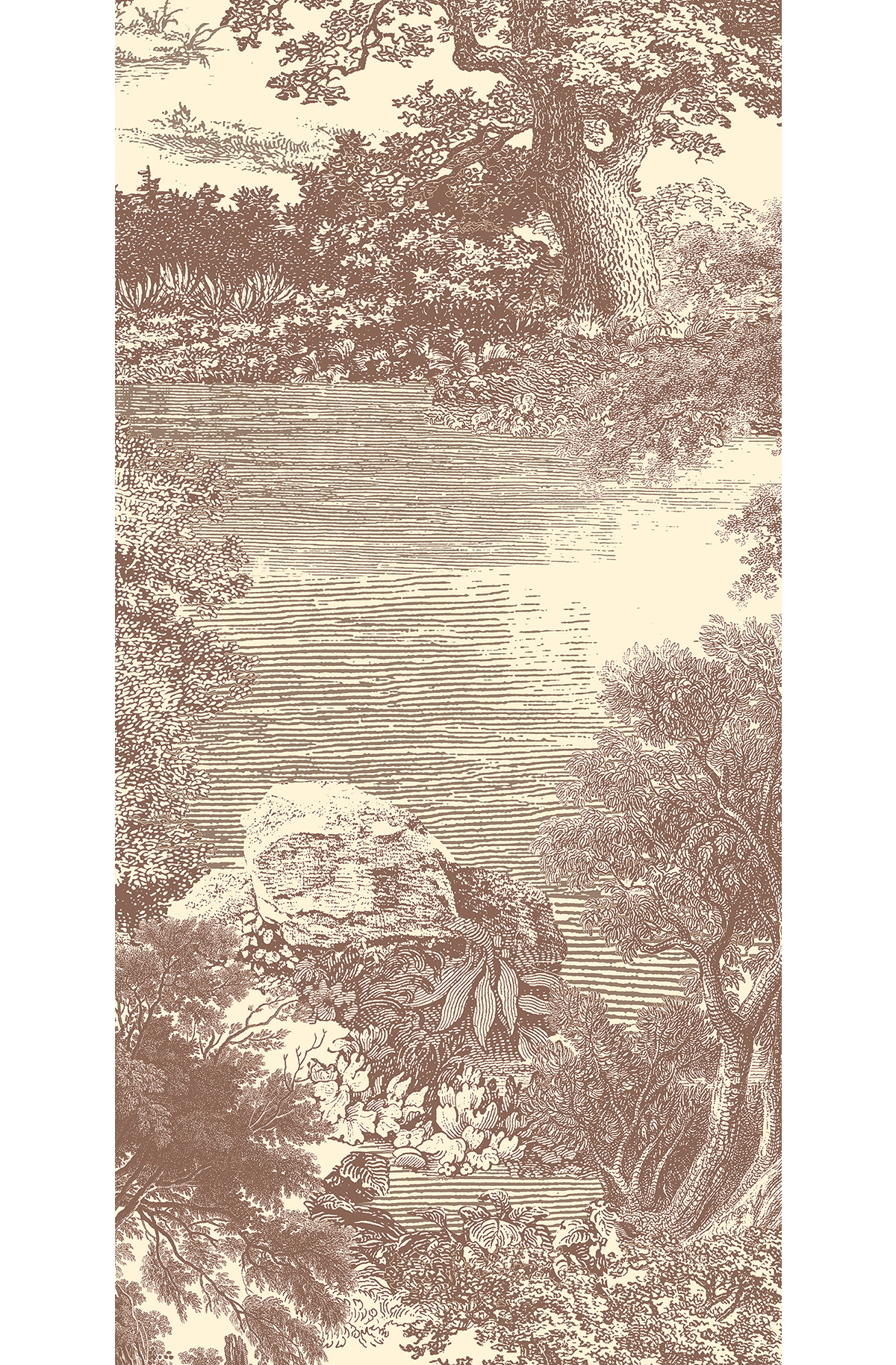 Papier peint panoramique Toile de Jouy Salcey taupe - A H260 - Amazone de Masureel | Réf. MAS-DGSAL1041-260