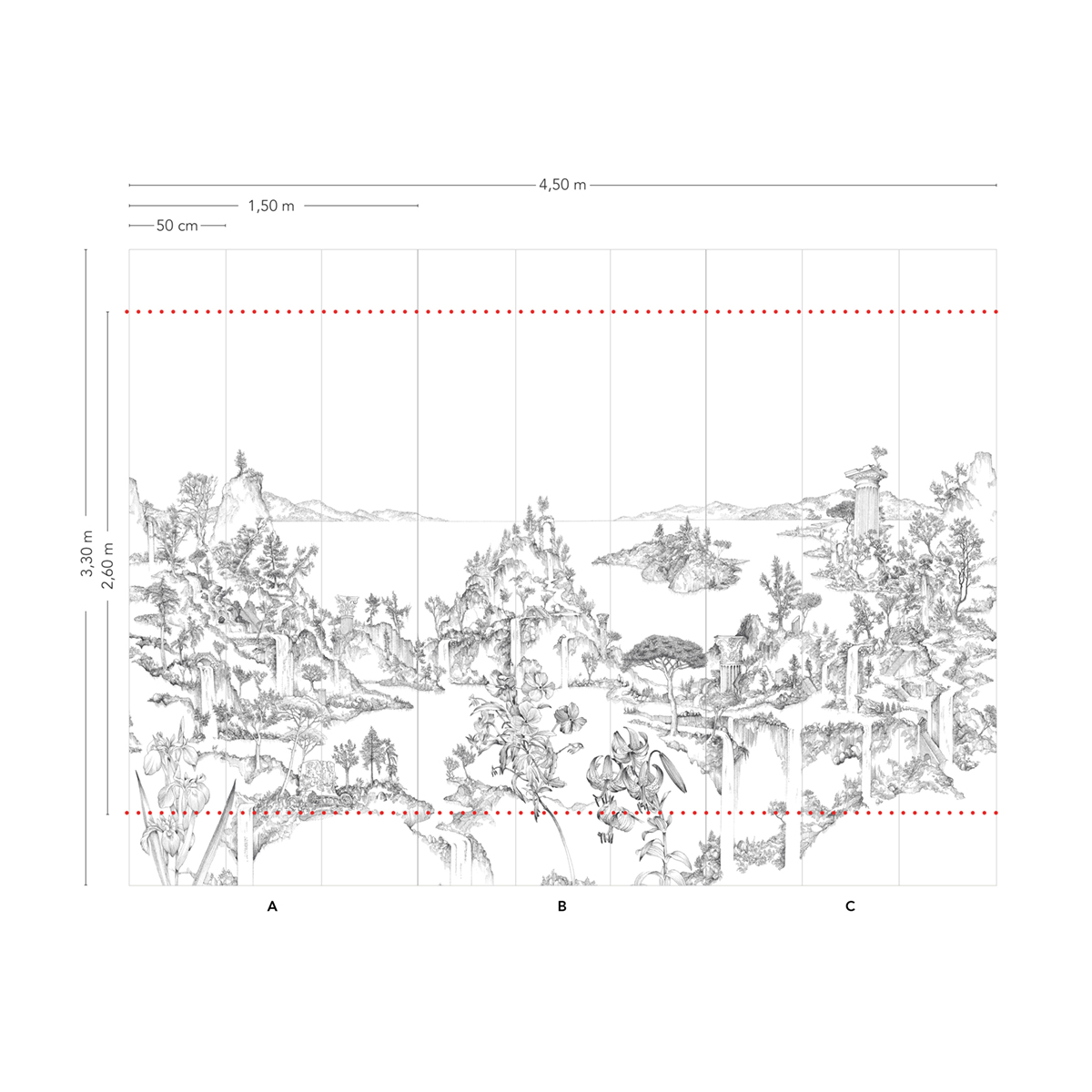 Papier peint panoramique Paysage Cité Rêvée Noir et Blanc A+B+C - 1/2/3/4/5/6/7/8/9 AMBr - Isidore Leroy