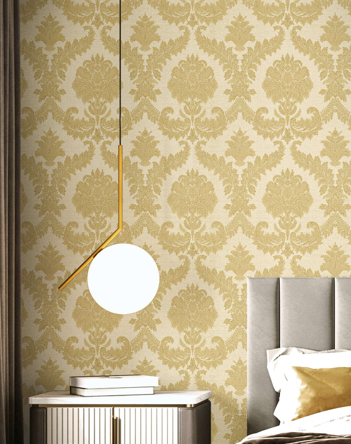 Papier peint Médaillon Baroque clair doré - Opera de Montecolino | Réf. MC-OP33332