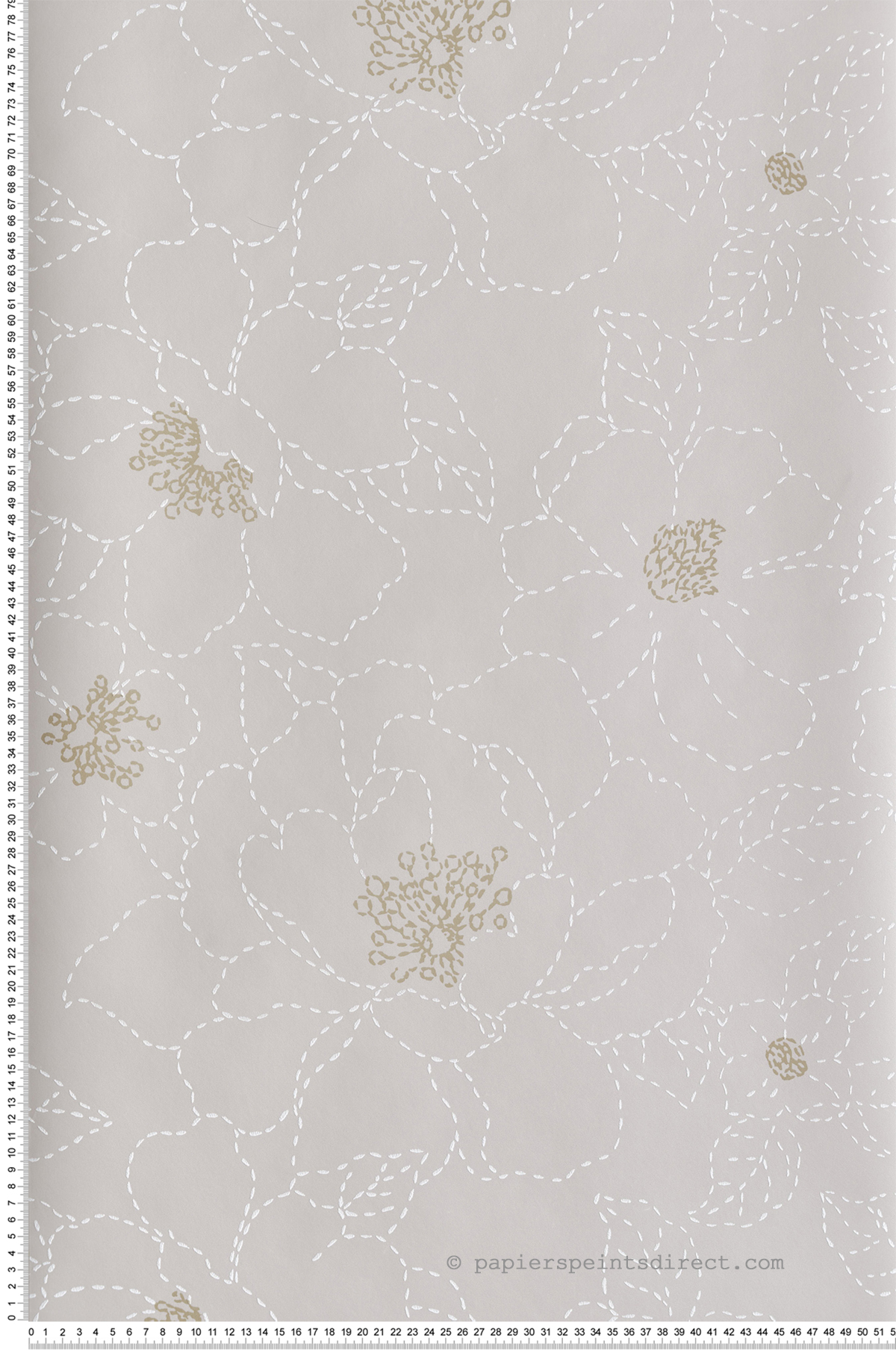 Papier peint Fleur Magnolia Gardena grège doré - Harmony de Lutèce | Réf. LTC-FD27010