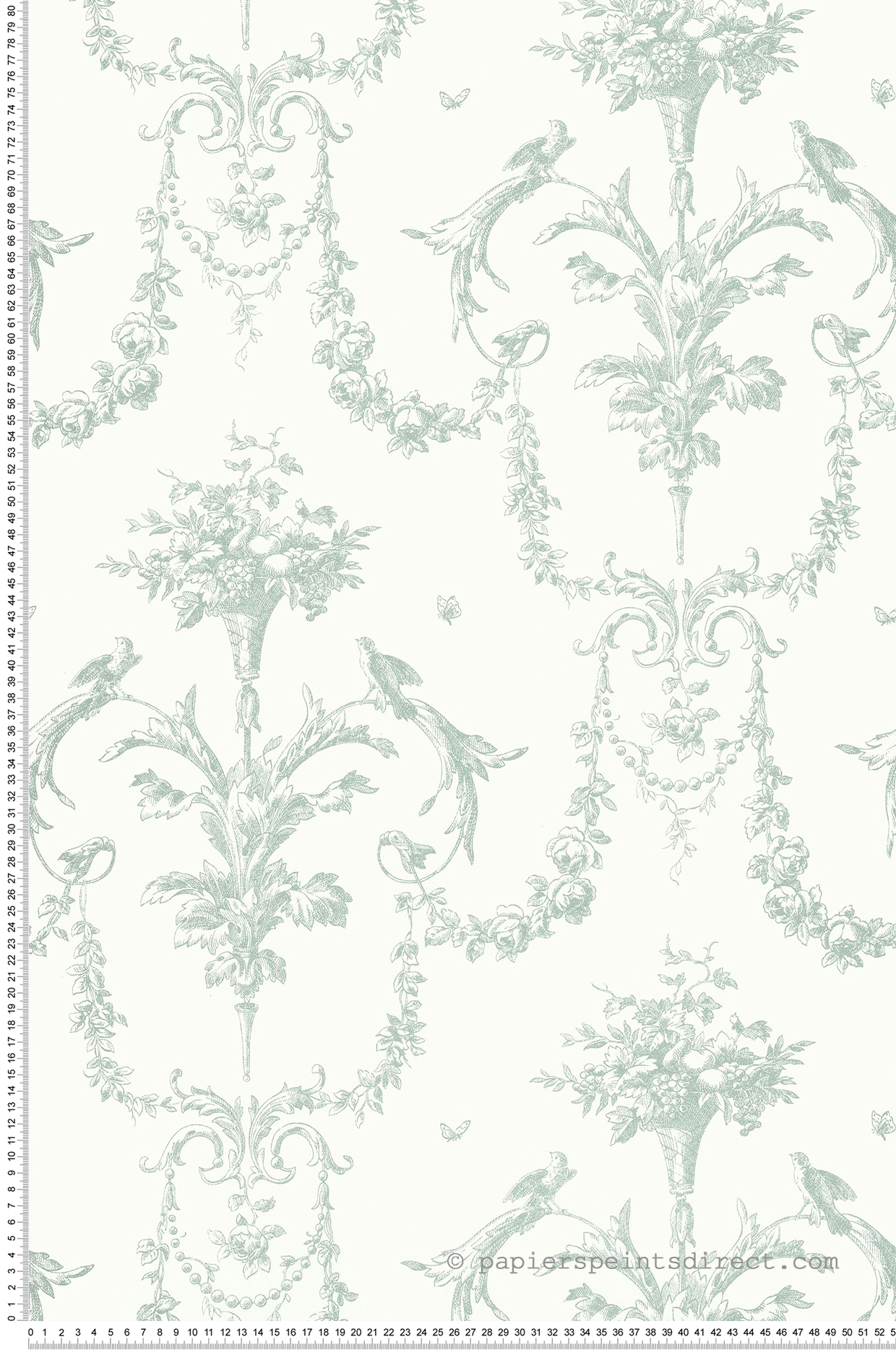 Papier peint Corne d'Abondance vert sauge irisé  - Les Belles Toiles De Jouy de Casadéco | Réf. LBTJ87927323