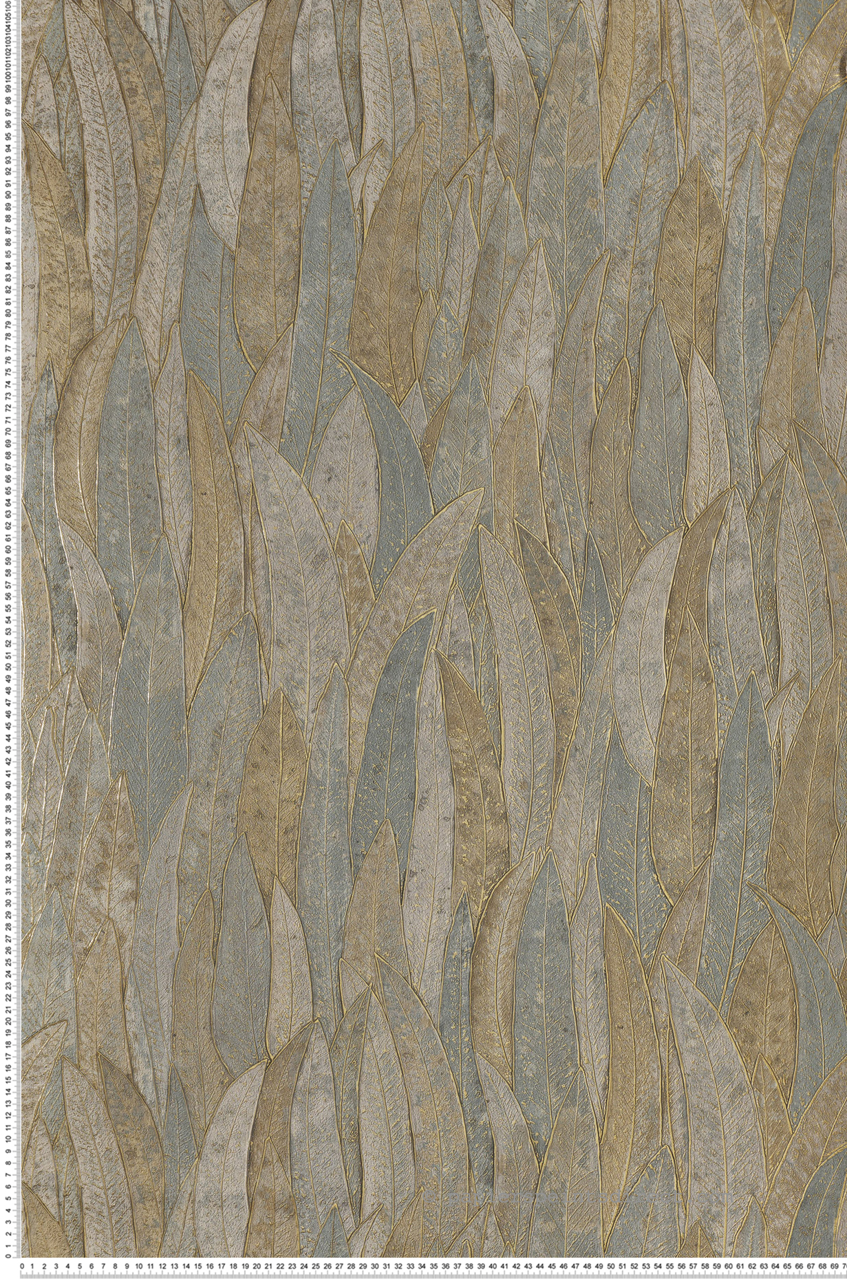 Papier peint Feuille Cinerea vert de gris doré - Nature Précieuse de Casamance | Réf. CAS-76533364