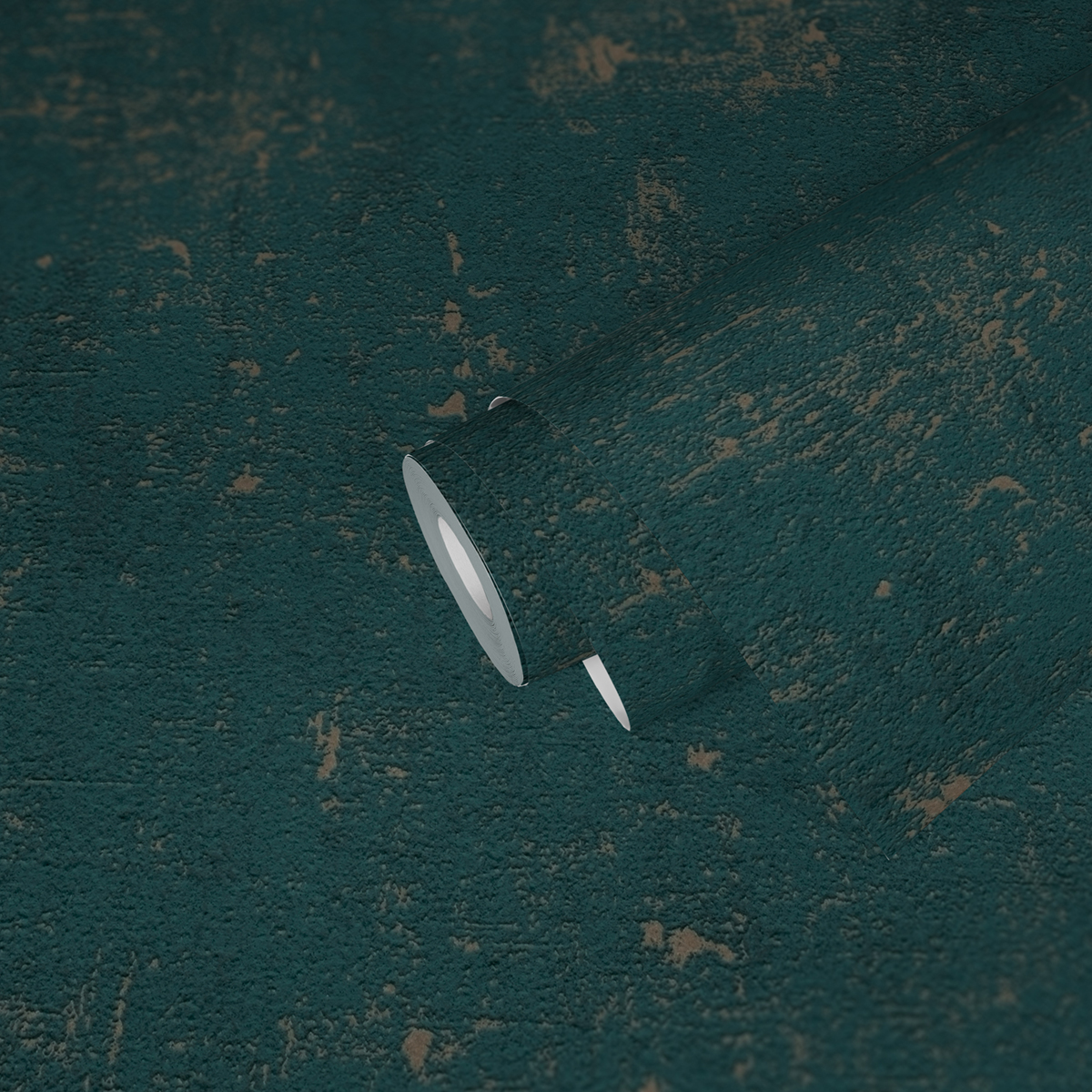 Papier peint Faux Uni Vintage bleu paon or cuivré - Jade 2 d'A.S. Création AMB5 | Réf. AS-395122