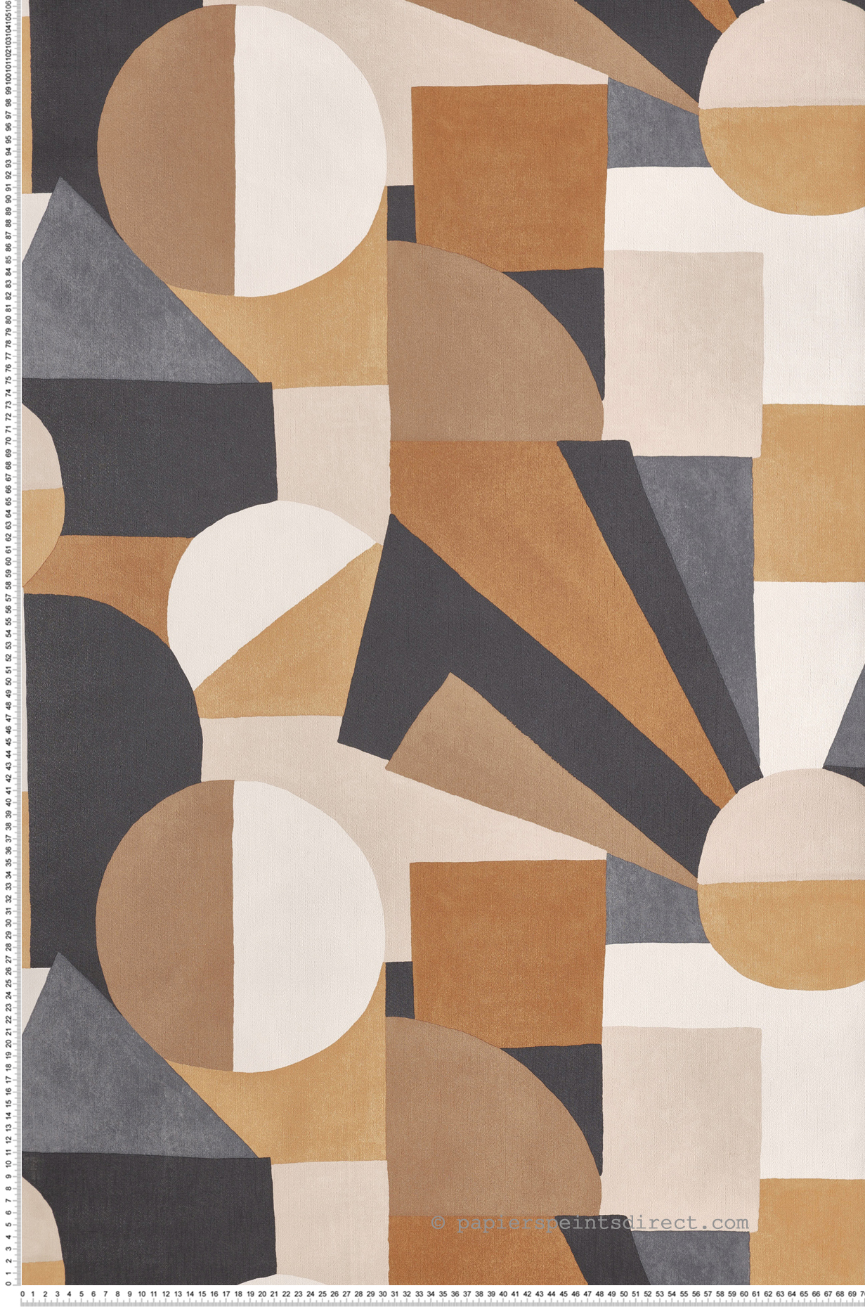 Papier peint Soleil Graphique Sonia gris orange - Mouvements de Casamance | Réf. CAS-76011018