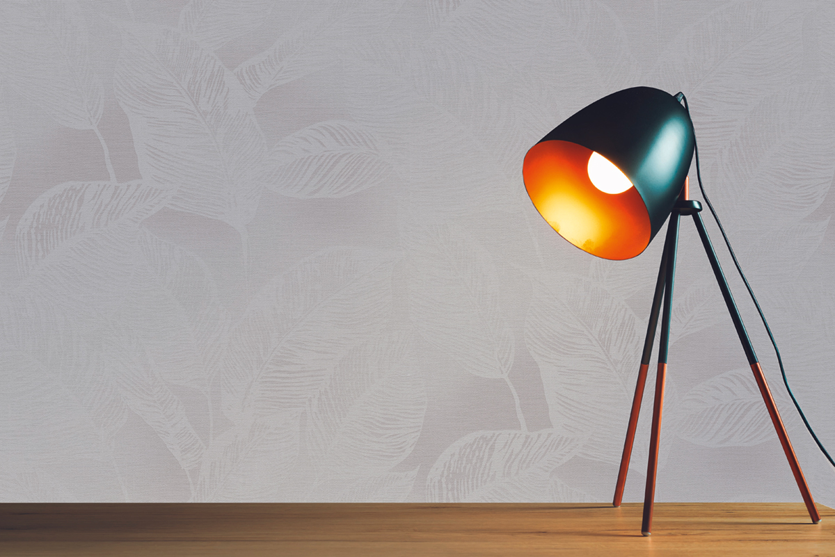 Papier peint Feuilles Stylisées Leaves gris clair - Natural Living d'A.S. Création AMB3 | Réf. AS-386632