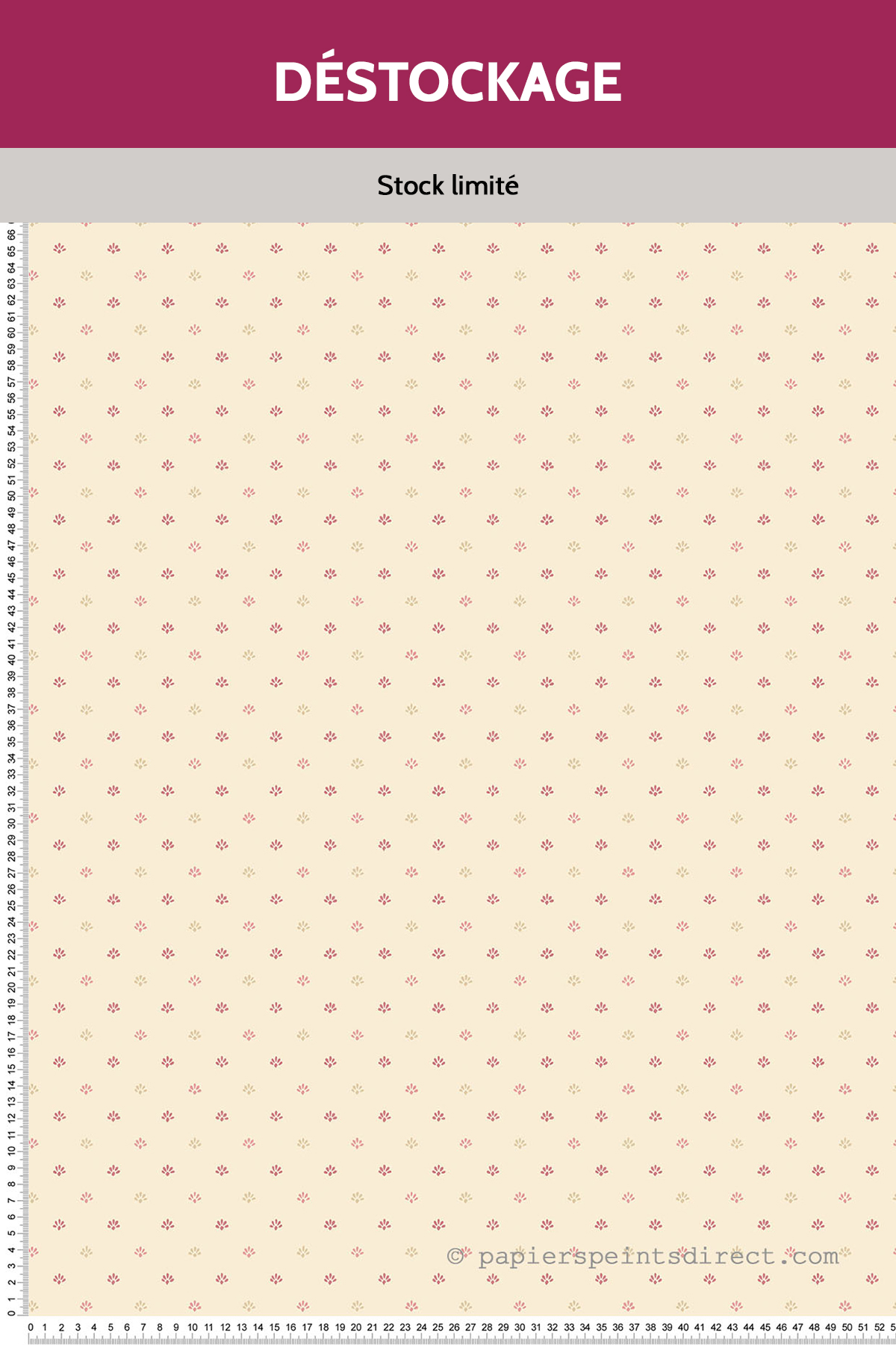 Papier peint Destockage - Motif Palmettes framboise/beige - Miniatures de Lutèce